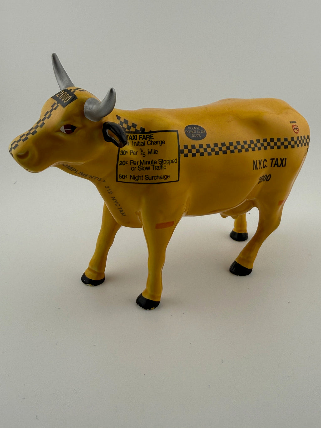CowParade "N.Y.C. Taxi 2000" Collectible Cow Figurine - Authentic Marked, 7" New York City