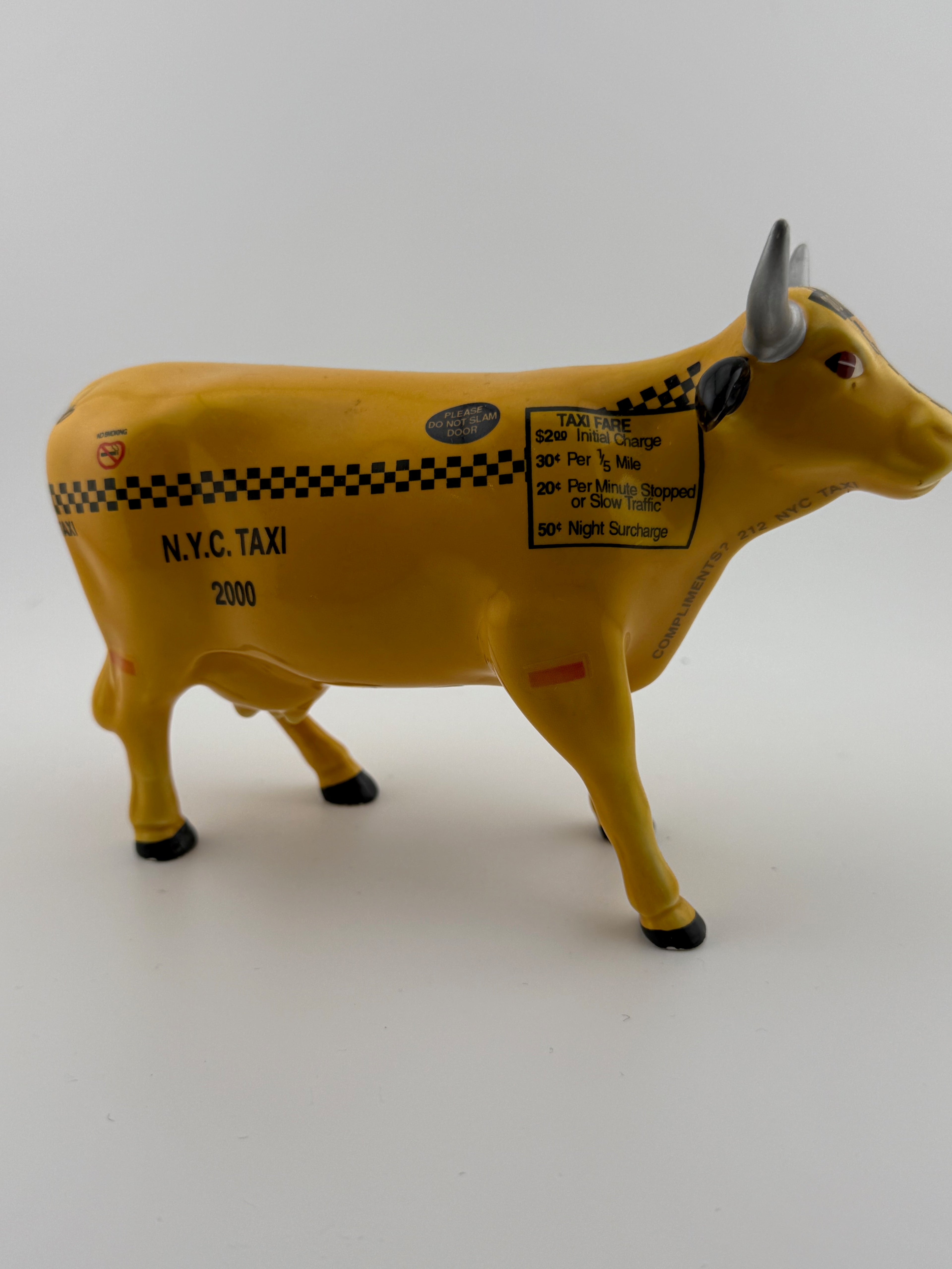 CowParade "N.Y.C. Taxi 2000" Collectible Cow Figurine - Authentic Marked, 7" New York City