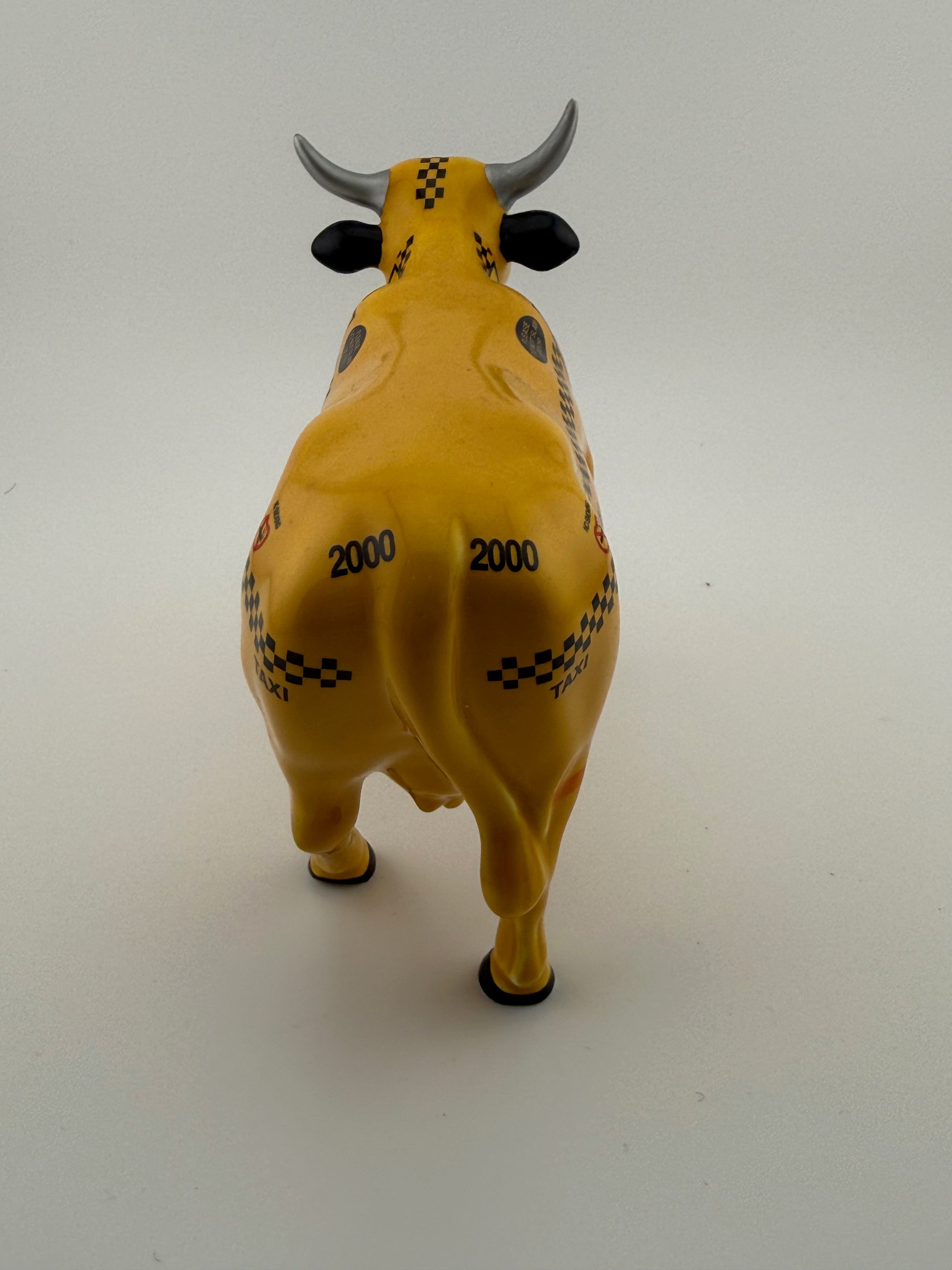 CowParade "N.Y.C. Taxi 2000" Collectible Cow Figurine - Authentic Marked, 7" New York City
