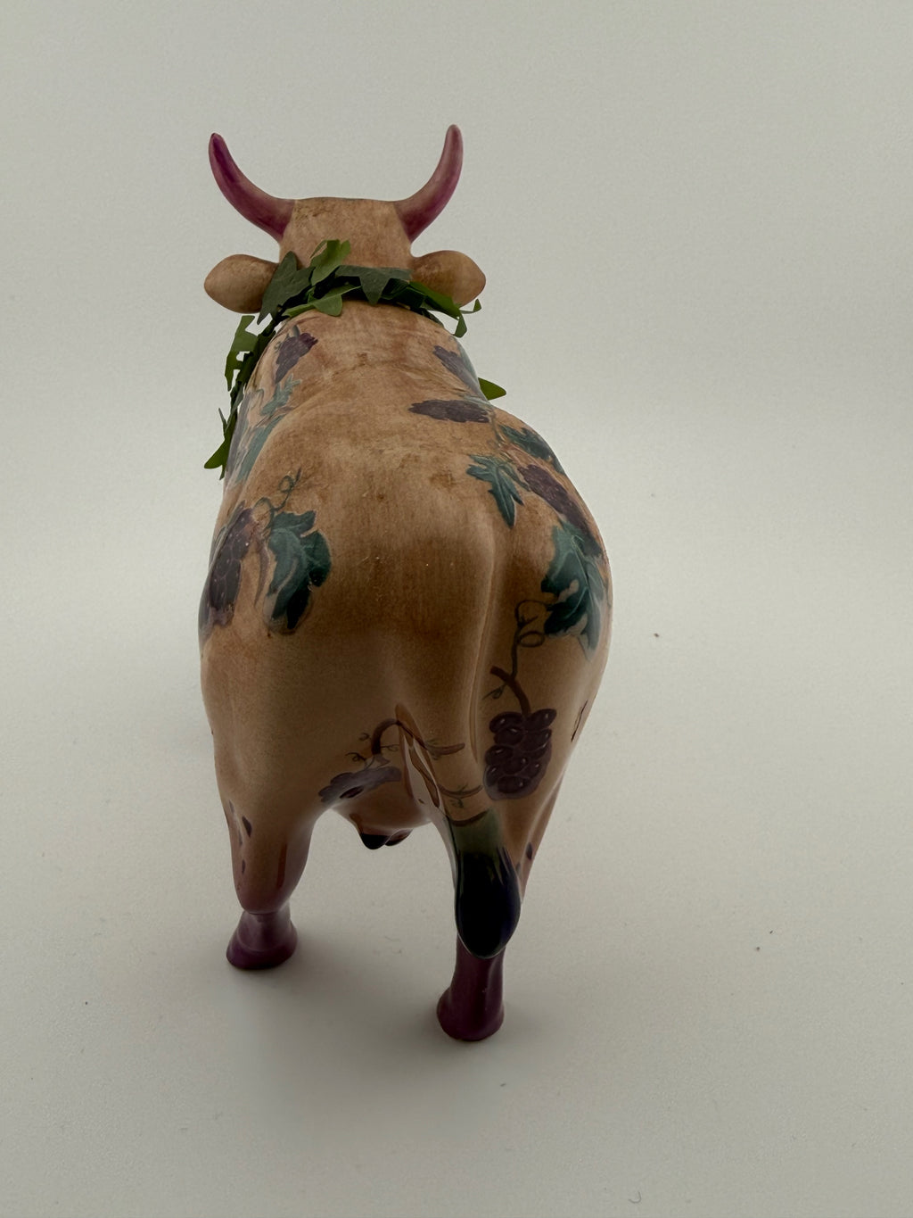 CowParade "Fine Wine Bovine" #7324 Collectible Cow Figurine - 7" Grape Vine Design with Wine Bottle Charm