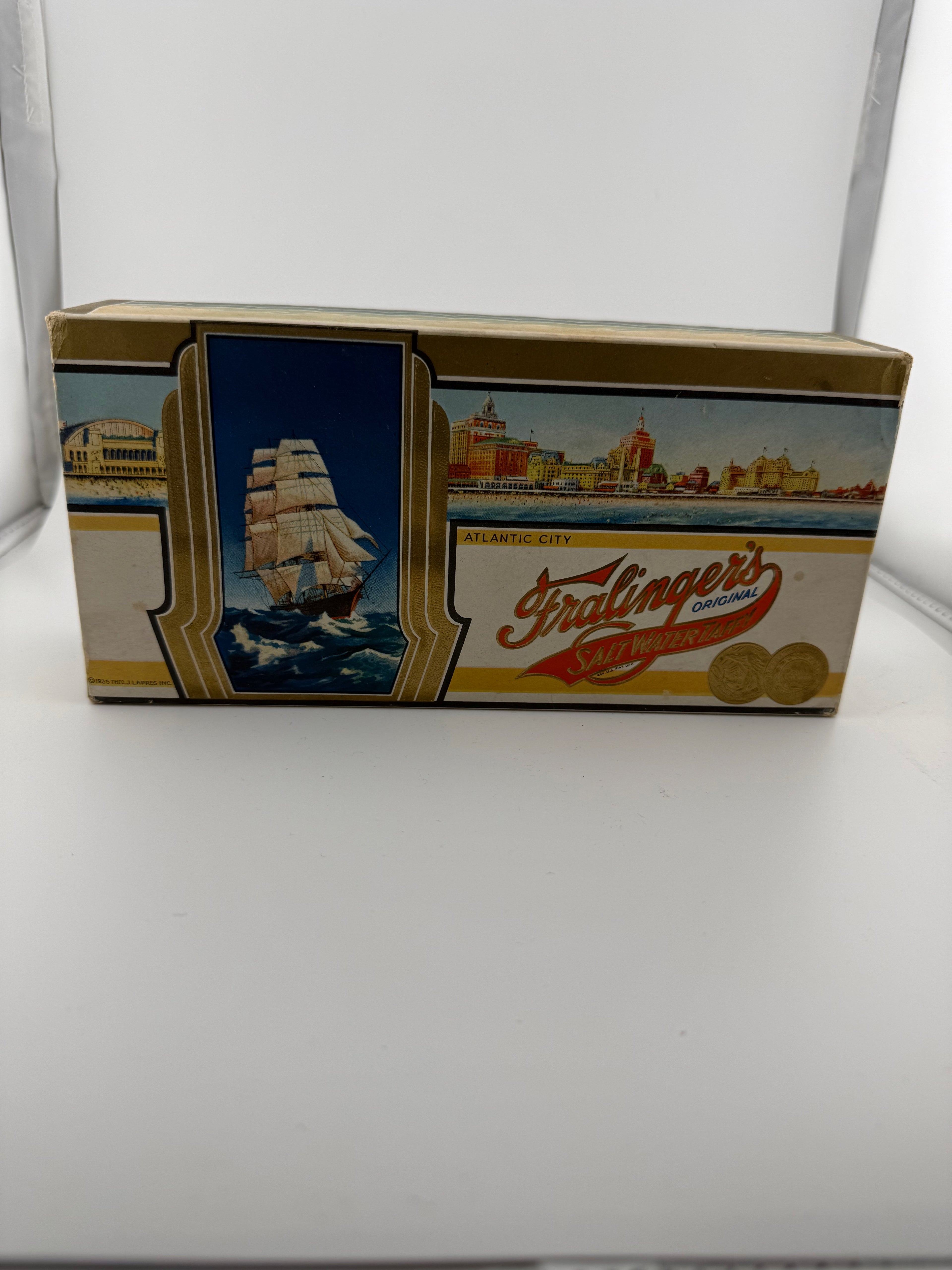 Vintage Fralinger's Original Salt Water Taffy Empty Box - Tall Ship - Atlantic City NJ