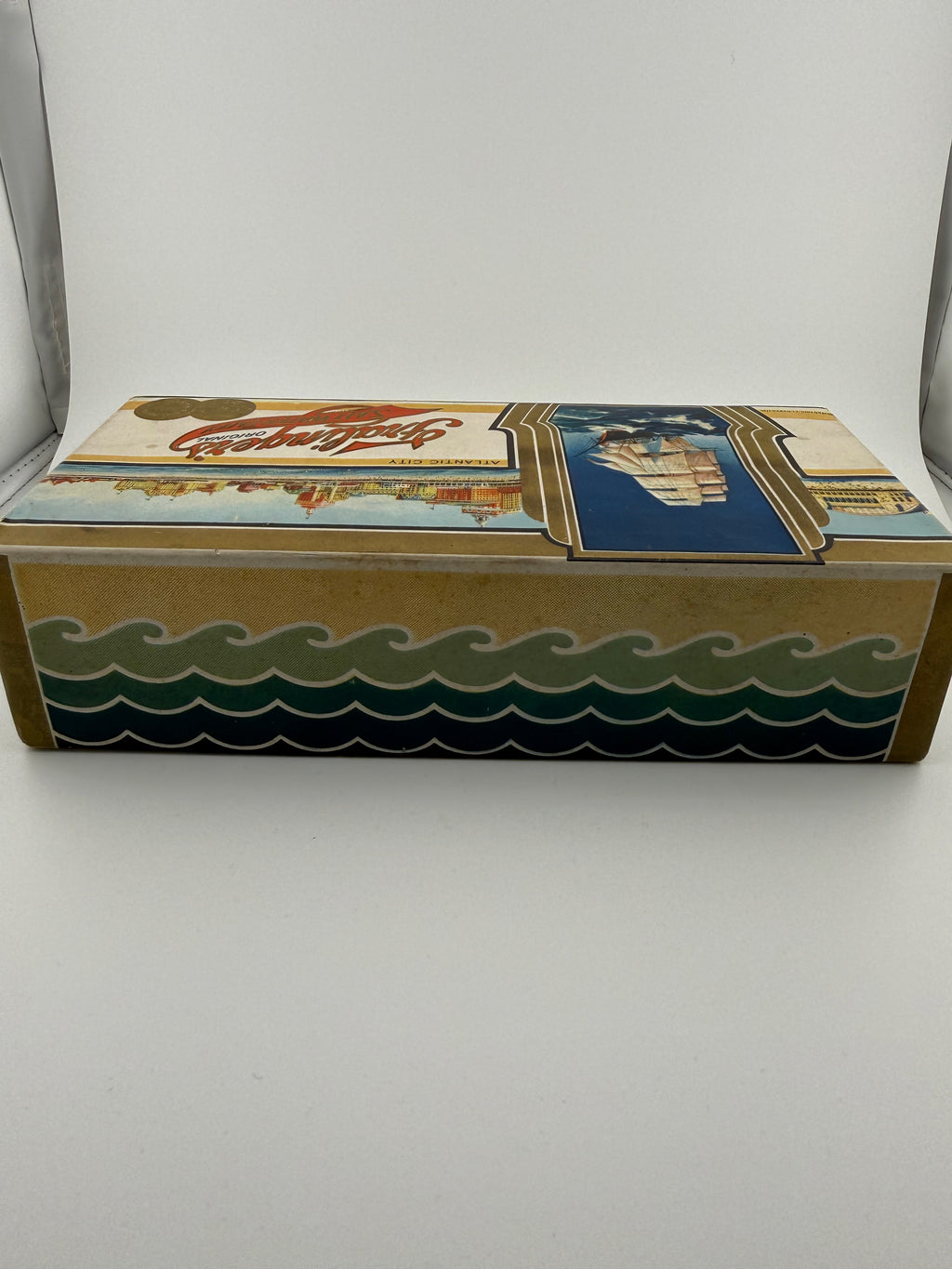 Vintage Fralinger's Original Salt Water Taffy Empty Box - Tall Ship - Atlantic City NJ