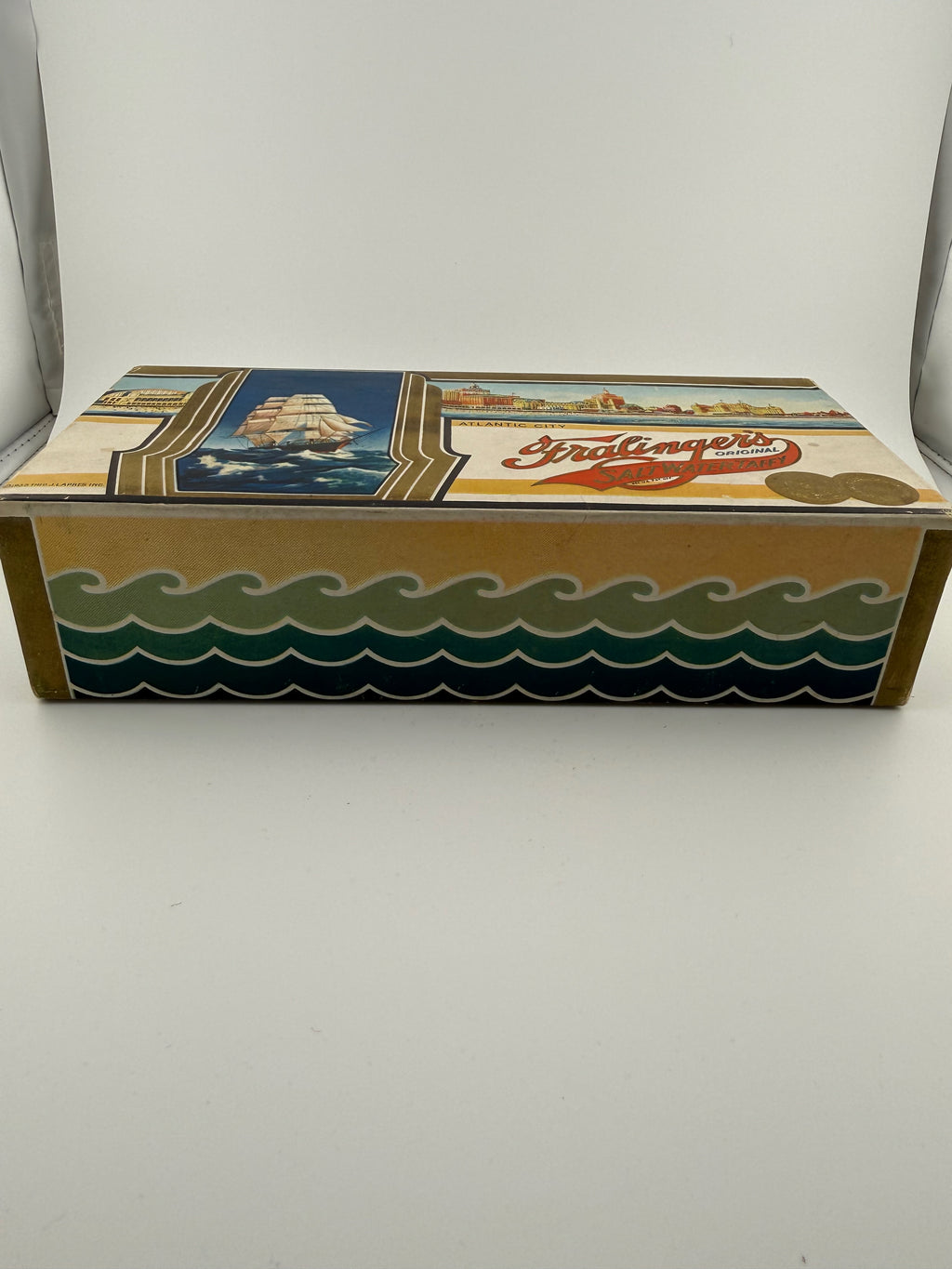 Vintage Fralinger's Original Salt Water Taffy Empty Box - Tall Ship - Atlantic City NJ