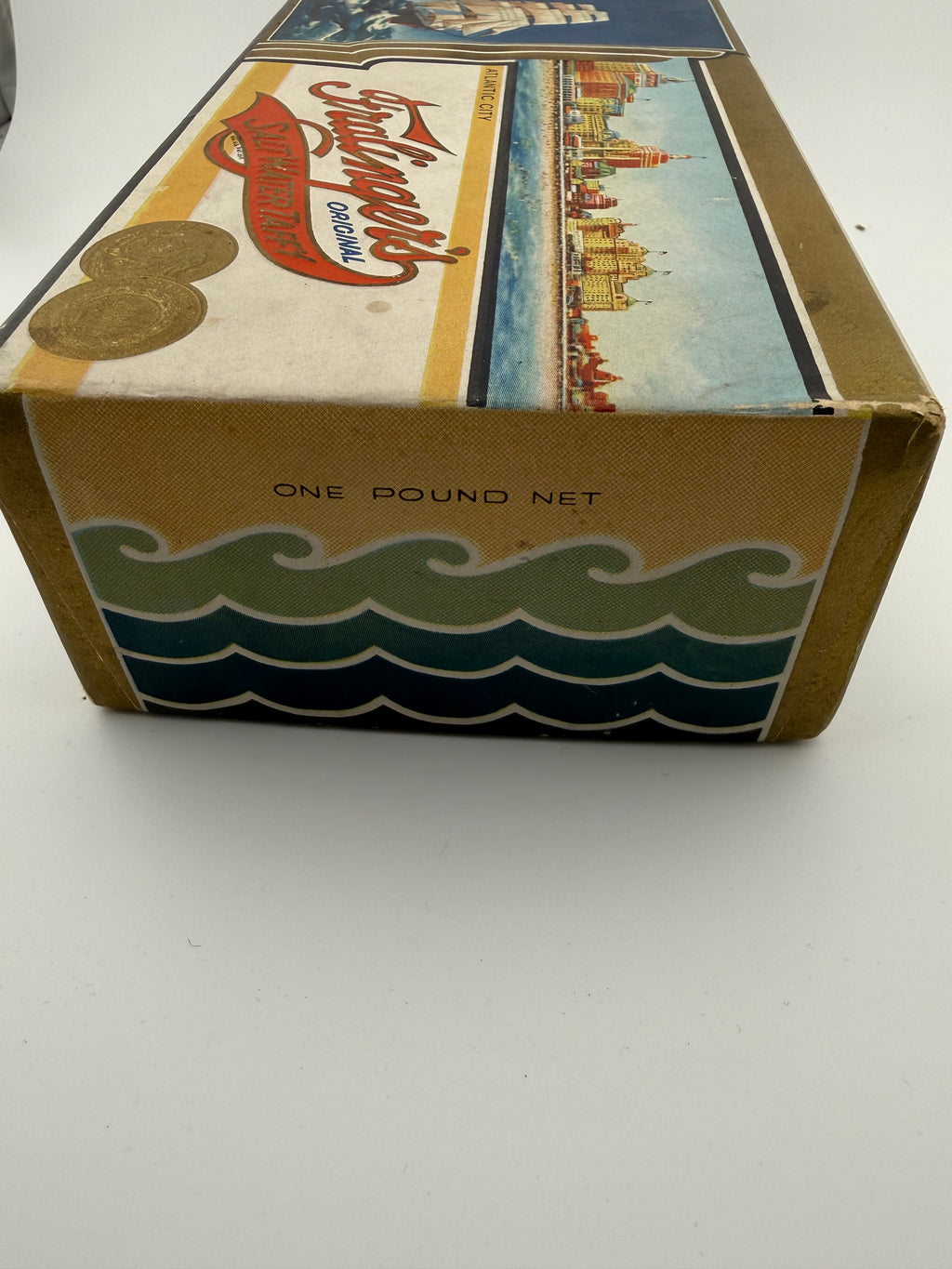 Vintage Fralinger's Original Salt Water Taffy Empty Box - Tall Ship - Atlantic City NJ