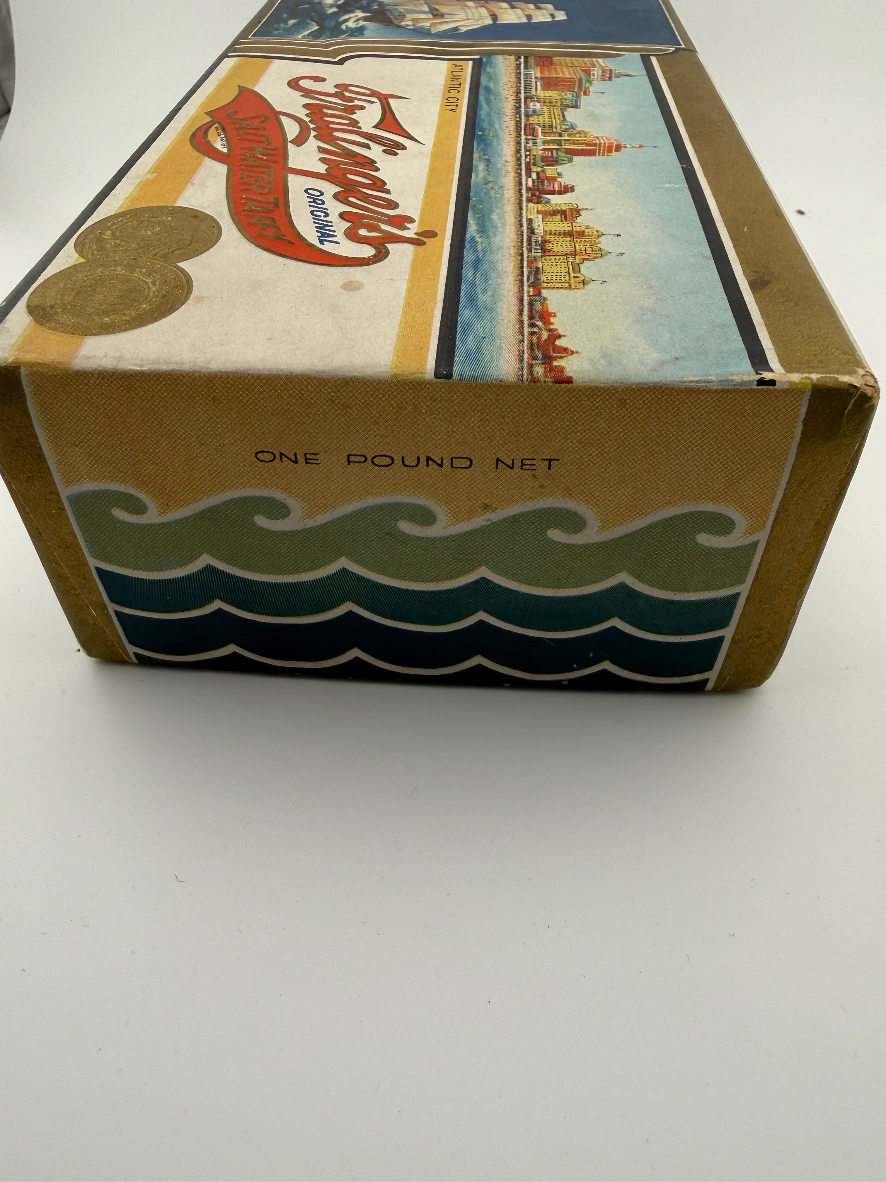 Vintage Fralinger's Original Salt Water Taffy Empty Box - Tall Ship - Atlantic City NJ