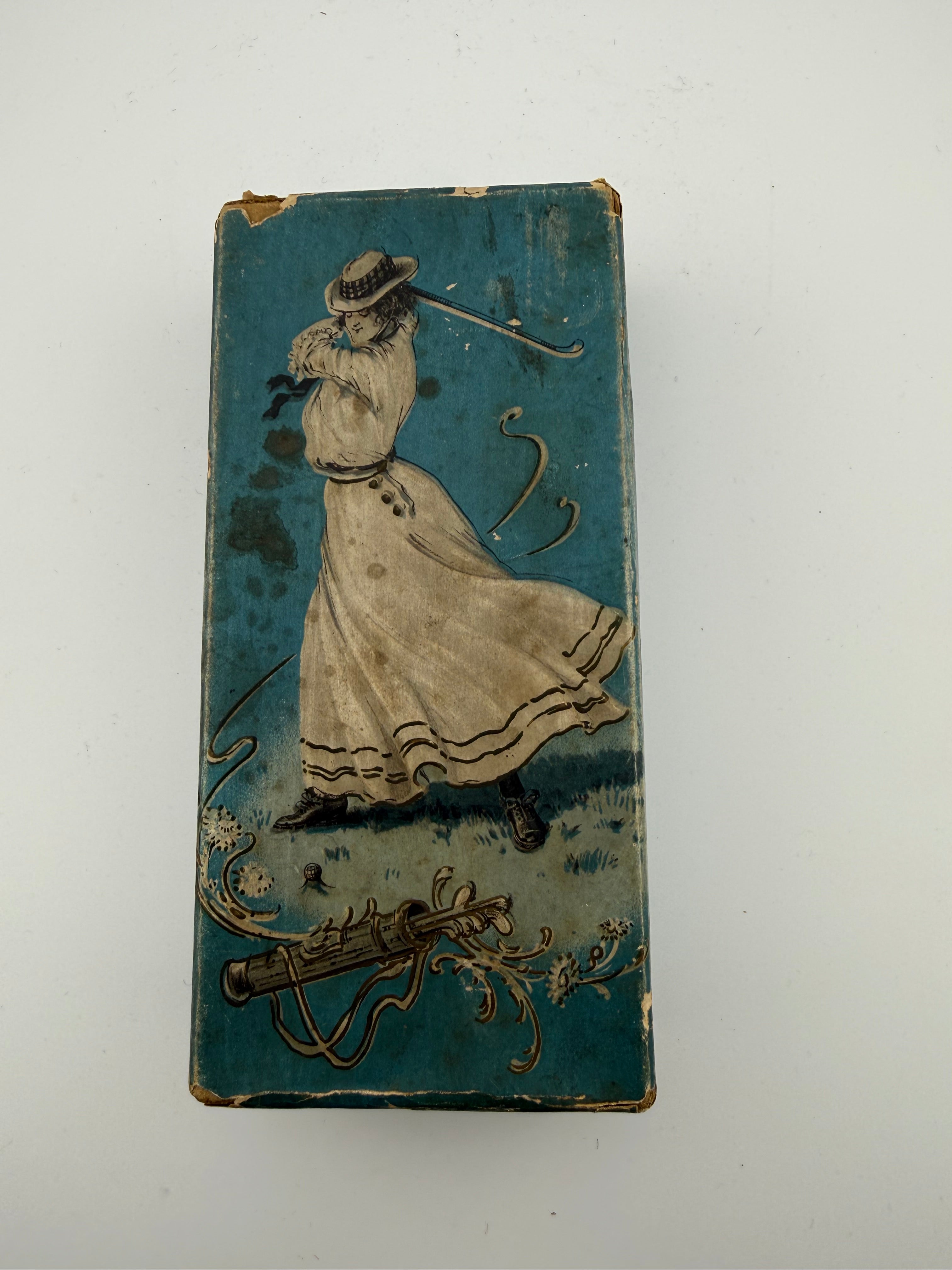 Antique 1905 Guth Chocolate Co. First Box Ever Made - Victorian Lady Golfer - Baltimore MD