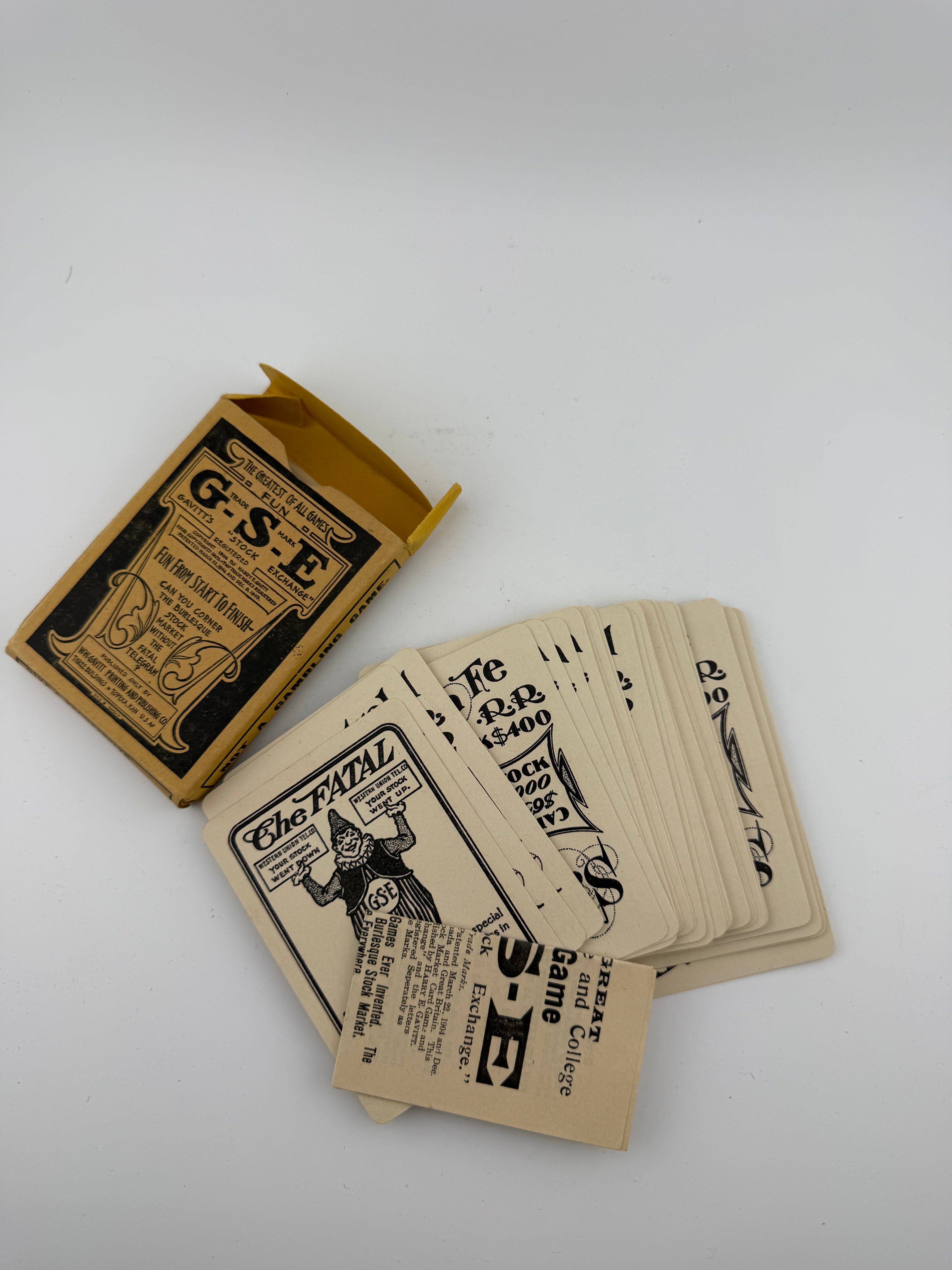 Antique 1904 Gavitt's Stock Exchange Card Game G-S-E with Original Box - Precursor to Pit