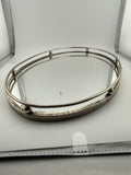 Vintage Silver-Plated Oval Vanity Tray with Mirrored Surface, Engraved Scrollwork Rim and Ball Finial Gallery Rail