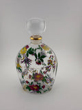 Vintage Laura Ashley No. 1 Eau de Parfum Large Perfume Bottle with Botanical Floral Print and Frosted Ball Stopper