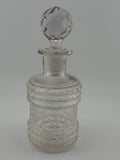 Antique Victorian Pressed Glass Perfume Bottle with Diamond Lattice Pattern and Faceted Ball Stopper