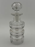 Vintage Art Deco Heavy Cut Crystal Perfume Bottle with Stacked Ring Body and Faceted Ball Stopper