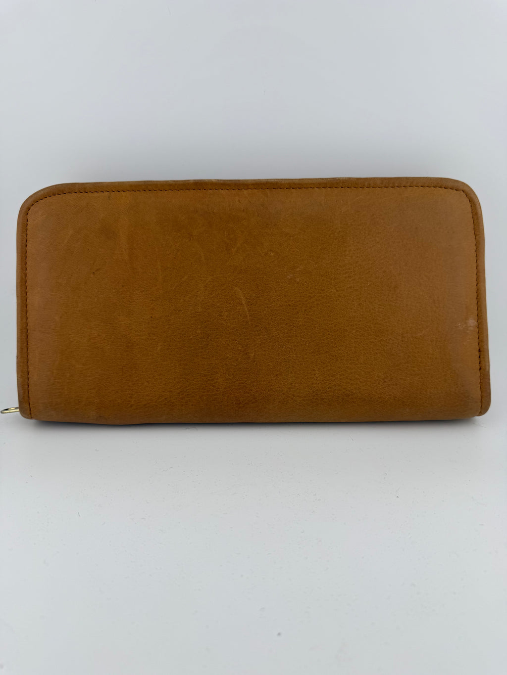Vintage Boulder Ridge Tan Leather Zip-Around Wallet