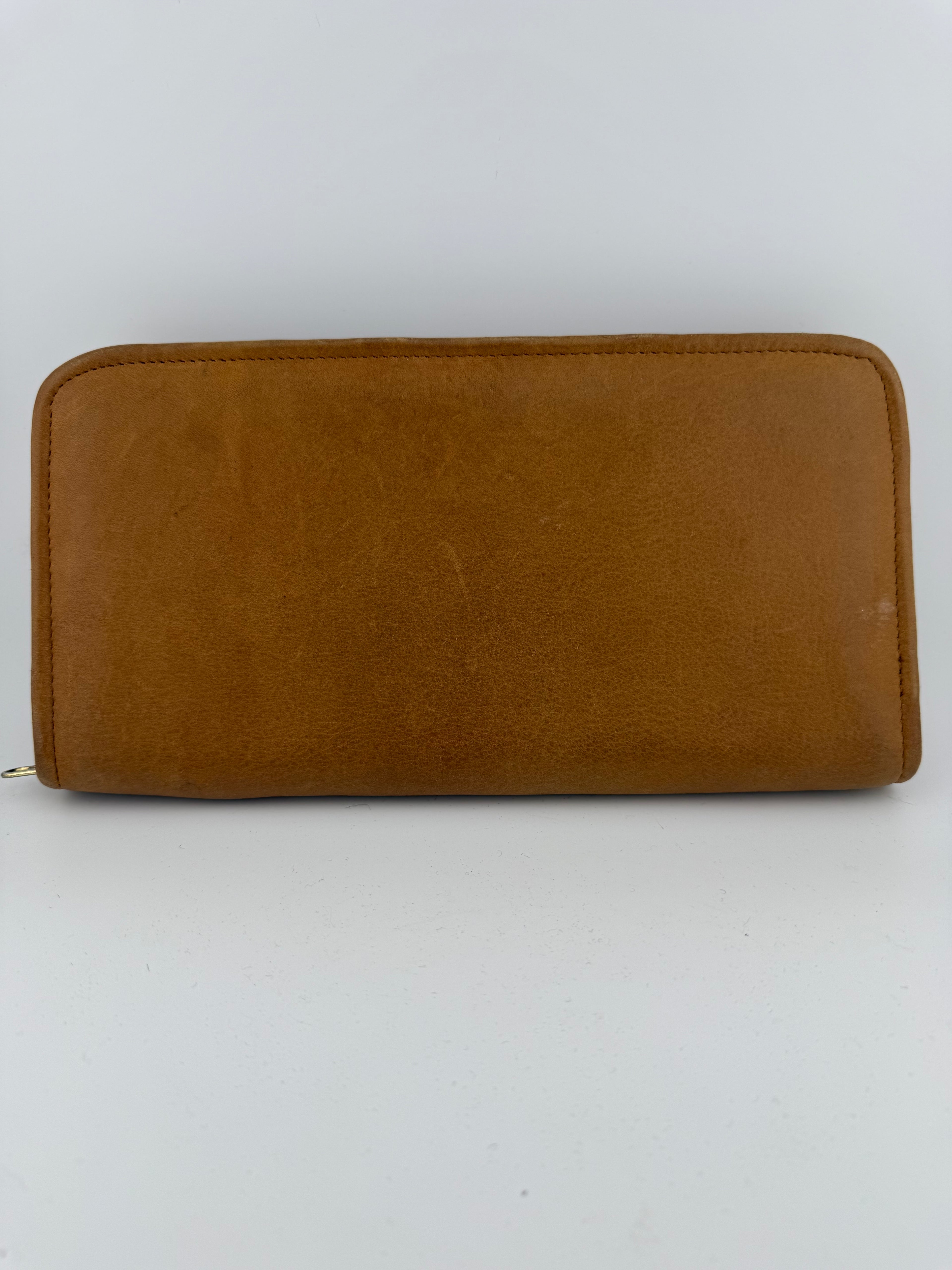 Vintage Boulder Ridge Tan Leather Zip-Around Wallet