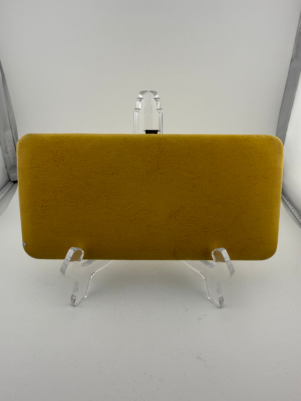 Vintage 1970s Mustard Yellow Leather Wallet with Silver Metal Frame Clasp