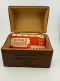 Vintage Oak Index Card File Box - Connecticut General Life Insurance Co. with Original Herald Square Index Cards