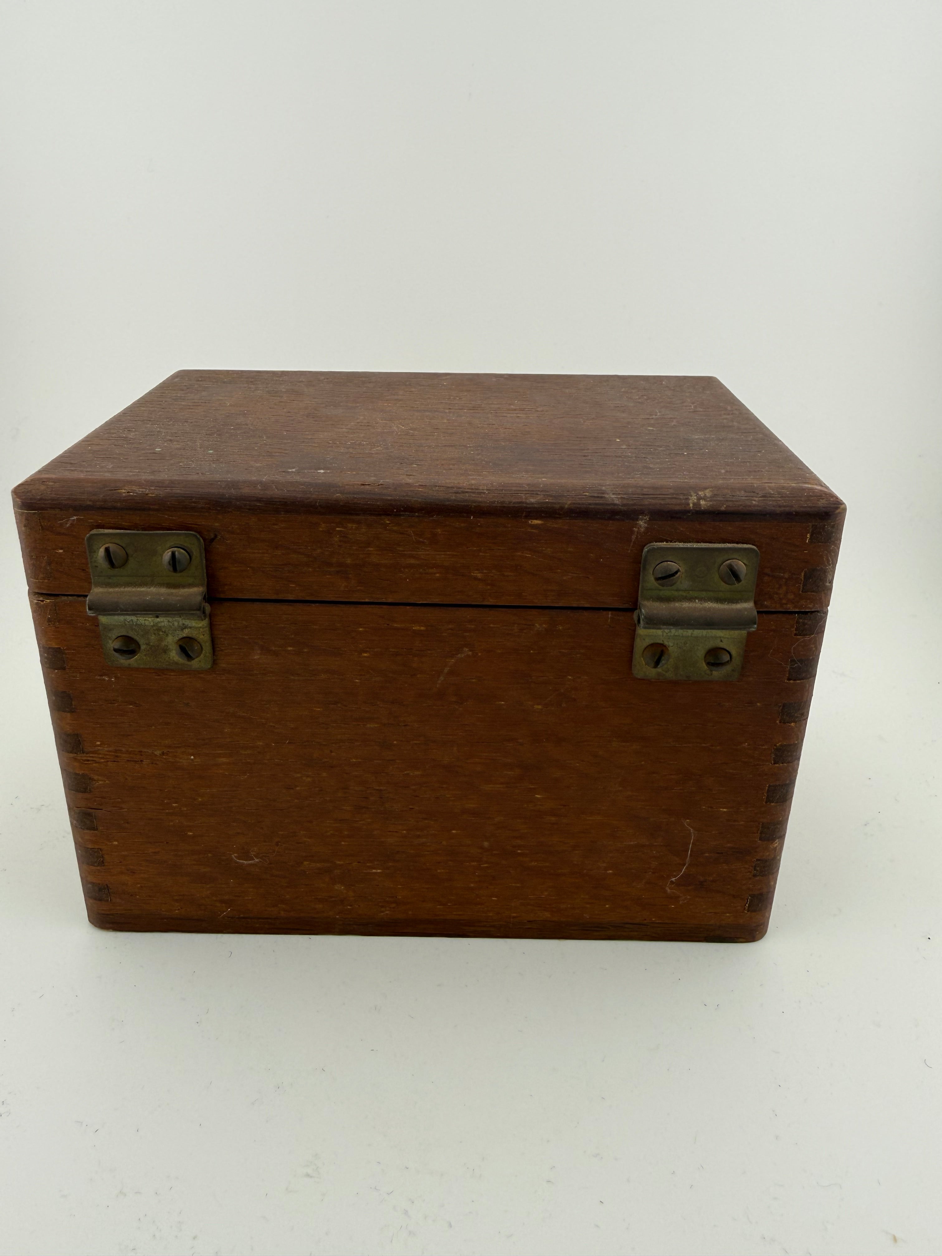Vintage Oak Index Card File Box - Connecticut General Life Insurance Co. with Original Herald Square Index Cards