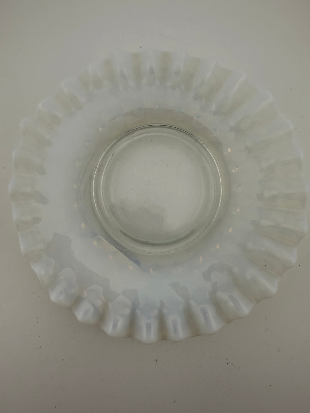 Vintage Fenton Opalescent Glass Ruffled Ring Dish Epergne Accessory