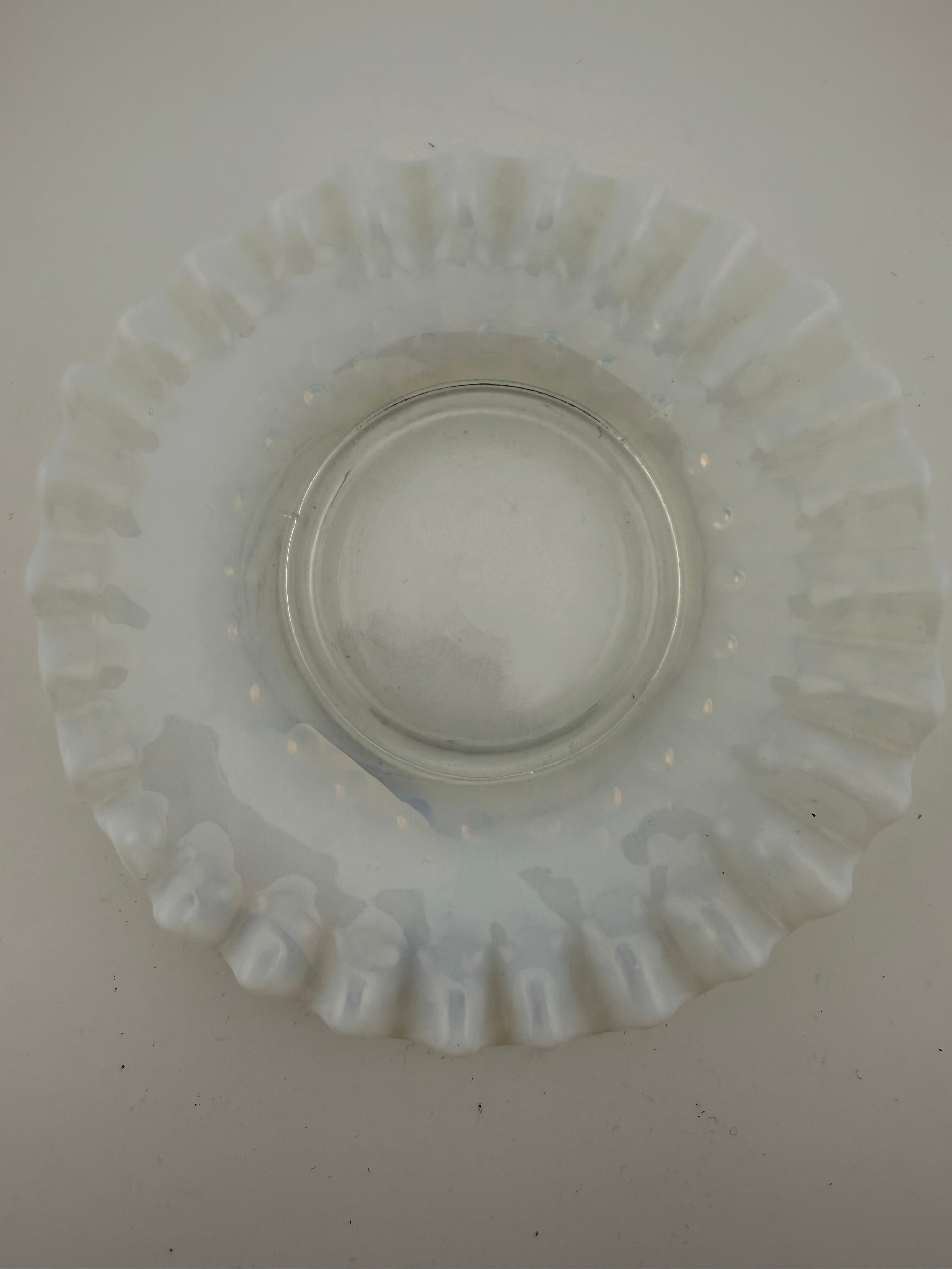 Vintage Fenton Opalescent Glass Ruffled Ring Dish Epergne Accessory