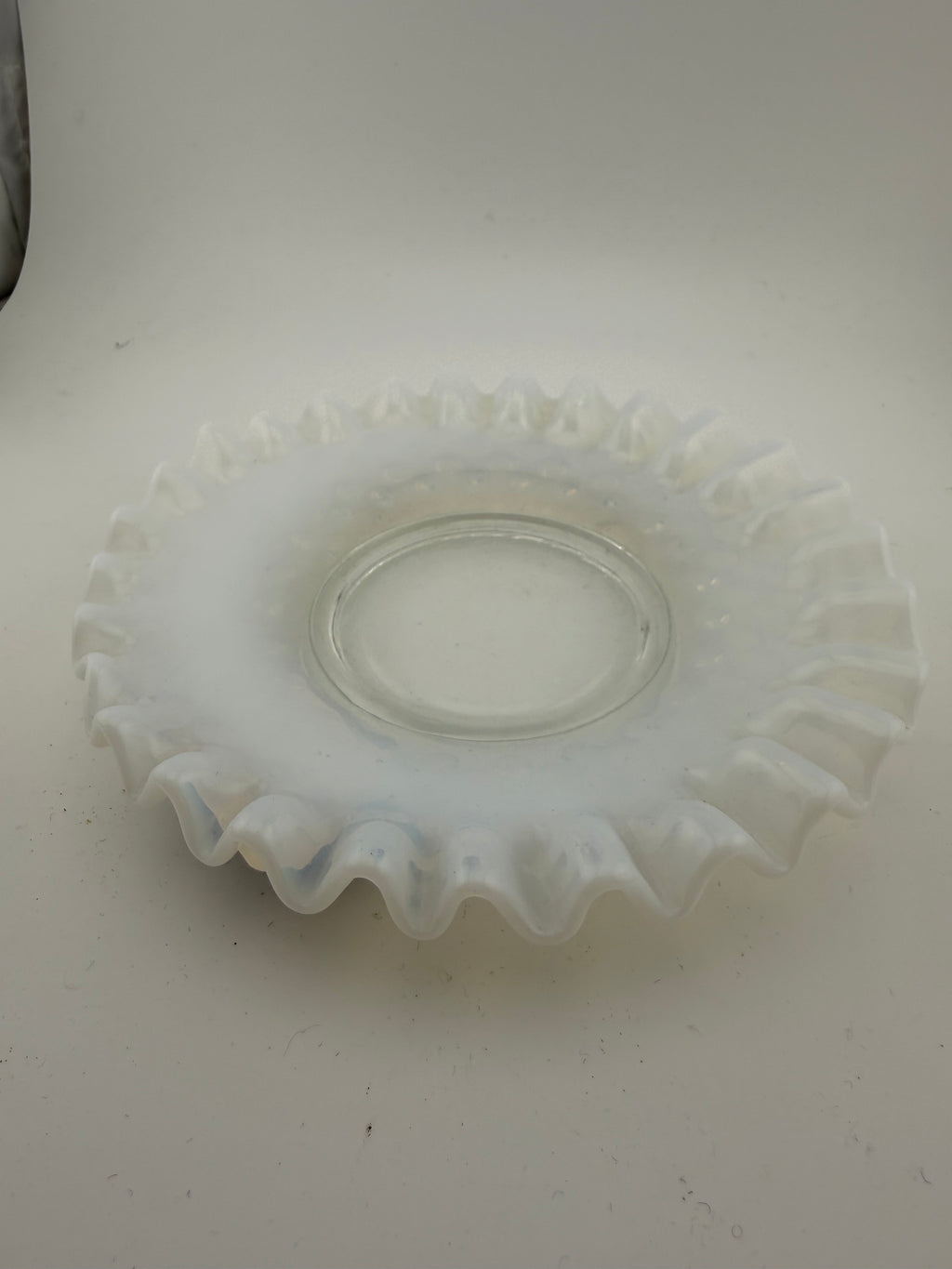 Vintage Fenton Opalescent Glass Ruffled Ring Dish Epergne Accessory
