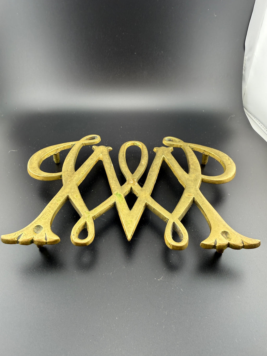 Vintage Brass College of William & Mary Cypher Trivet, Williamsburg Virginia