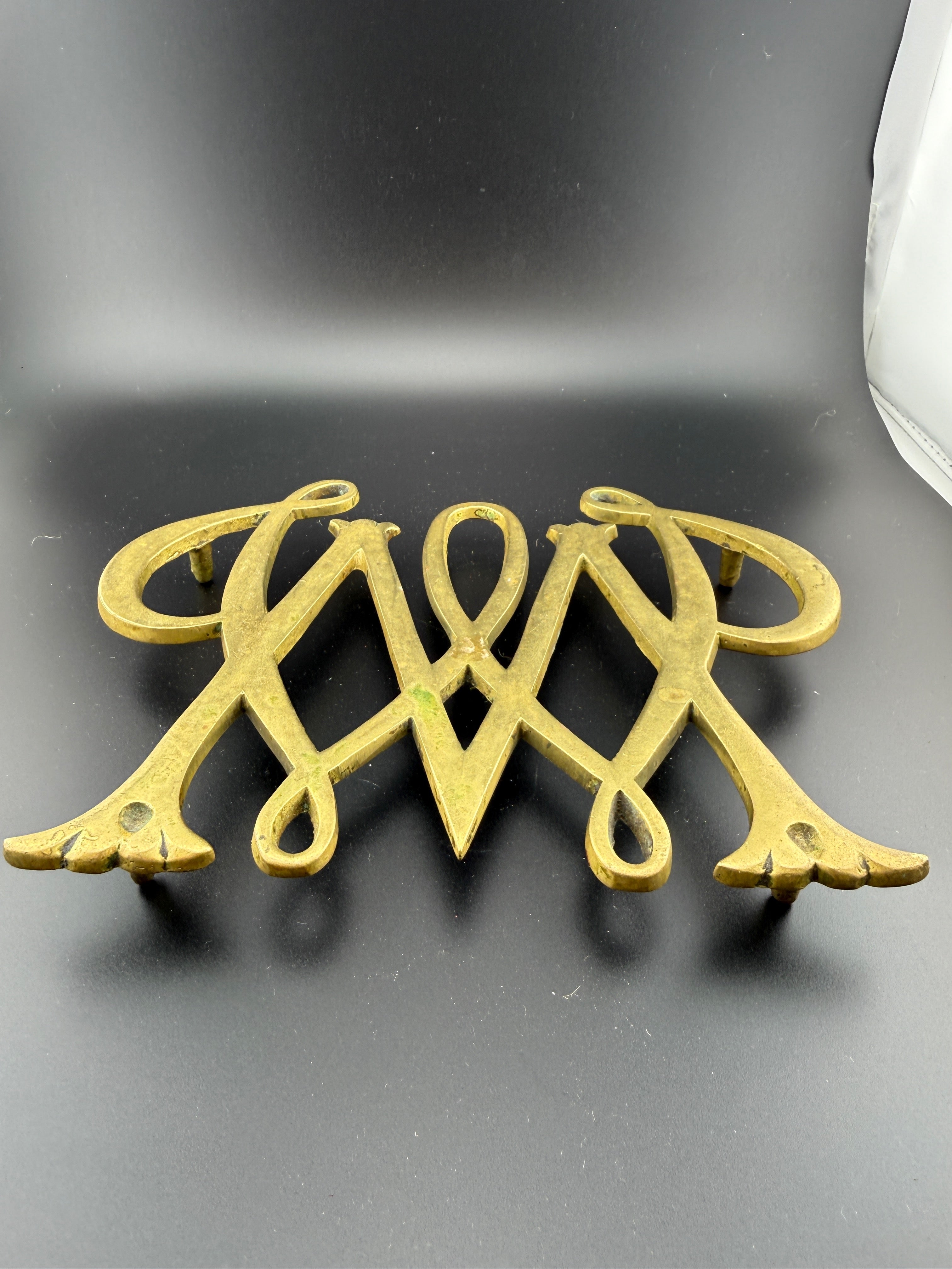 Vintage Brass College of William & Mary Cypher Trivet, Williamsburg Virginia