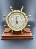Vintage Airguide Ship's Wheel Barometer on Walnut Base — 6" x 4.5"