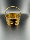 Vintage Brass Pierced Basket with Swing Handle, Geometric Cut-Out Design