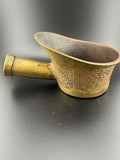 Antique Chinese Brass Coal Silk Ritual Pouring Vessel (Yi) — 7.5" x 3" Tall