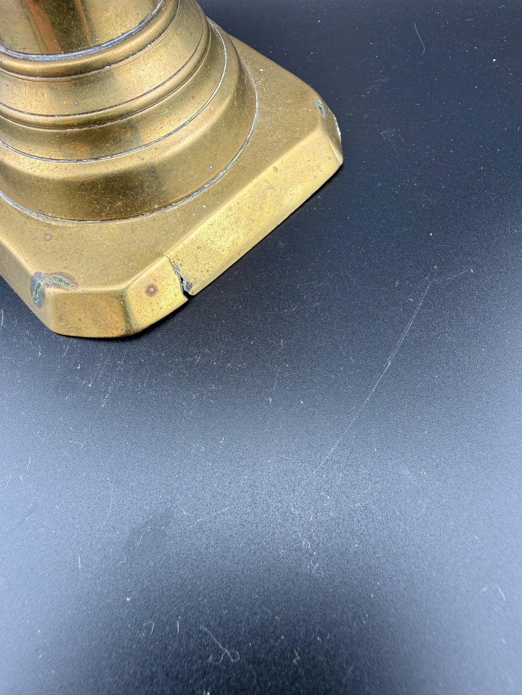 Vintage English Brass Beehive Candlestick — 9" Tall — As-Is