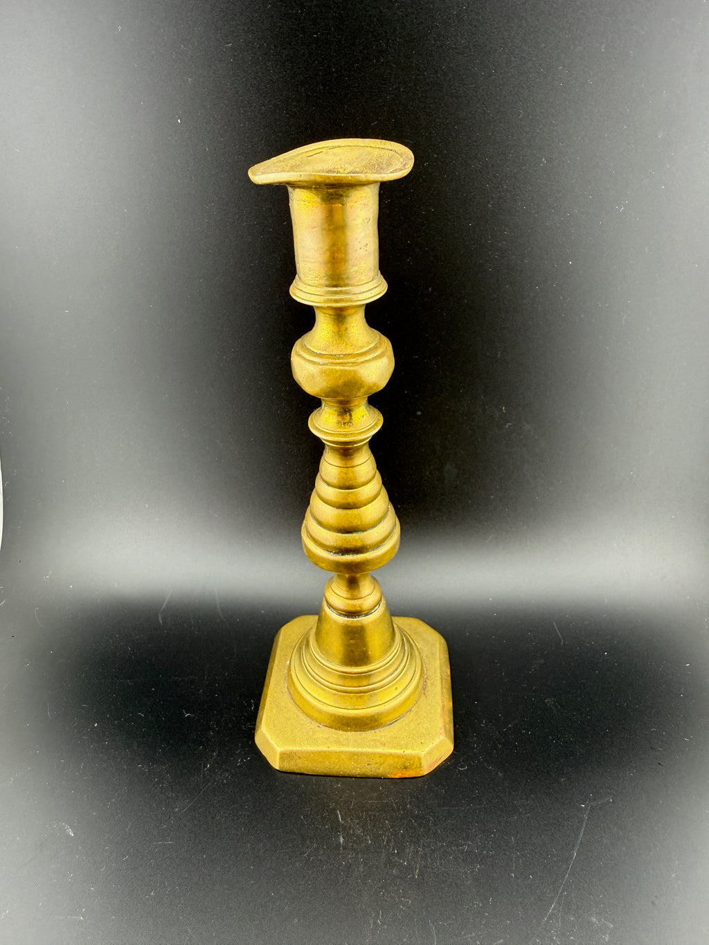 Vintage English Brass Beehive Candlestick — 8" Tall — As-Is