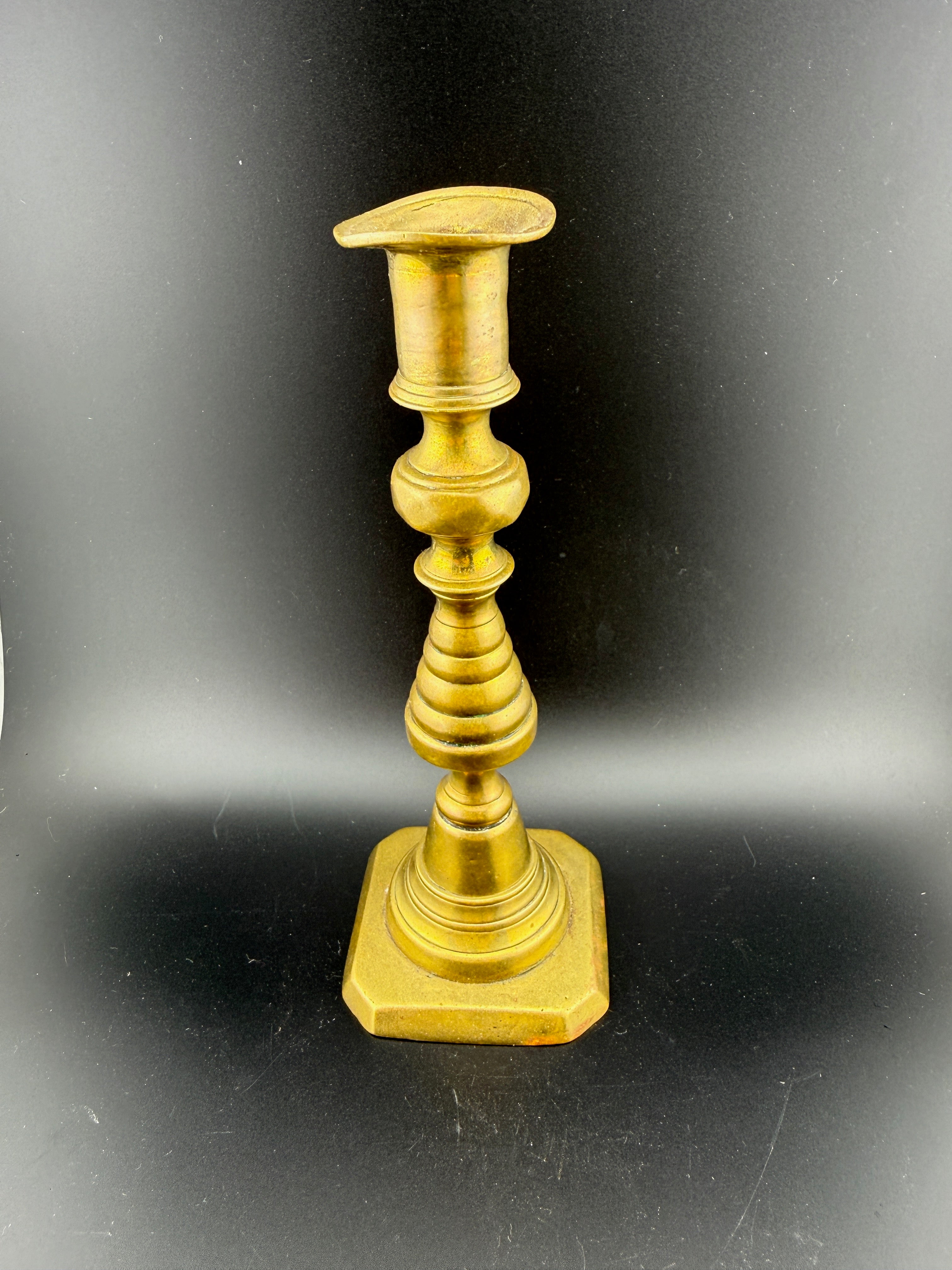 Vintage English Brass Beehive Candlestick — 8" Tall — As-Is