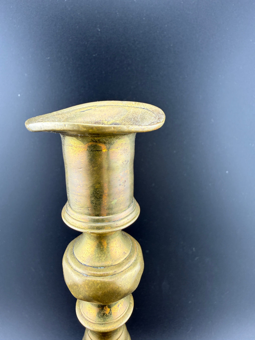 Vintage English Brass Beehive Candlestick — 8" Tall — As-Is