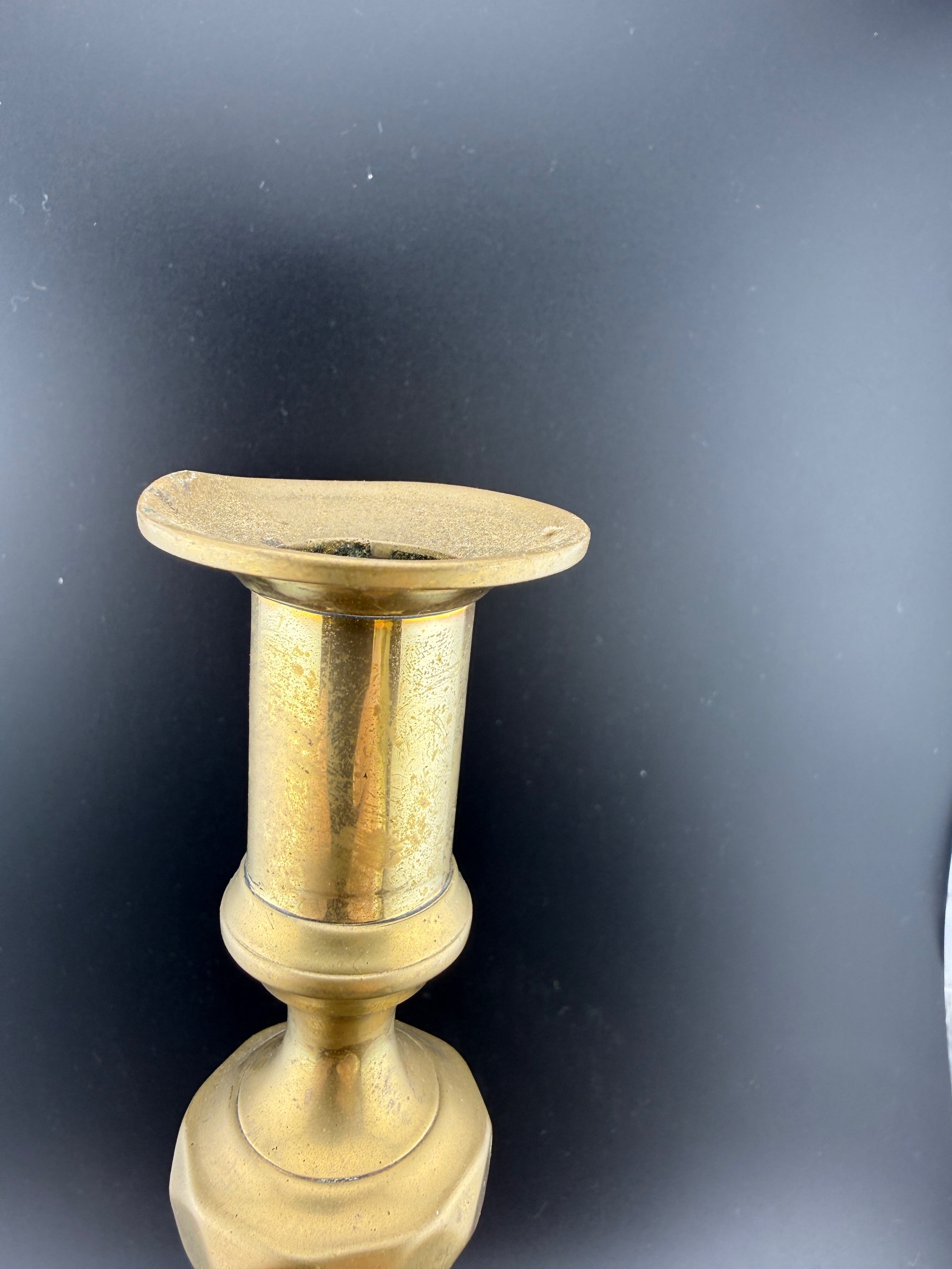 Vintage English Brass Baluster Candlestick — 10" Tall — As-Is