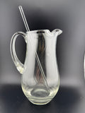 Vintage Clear Glass Cocktail Pitcher with Glass Stirrer — 7.75" Tall