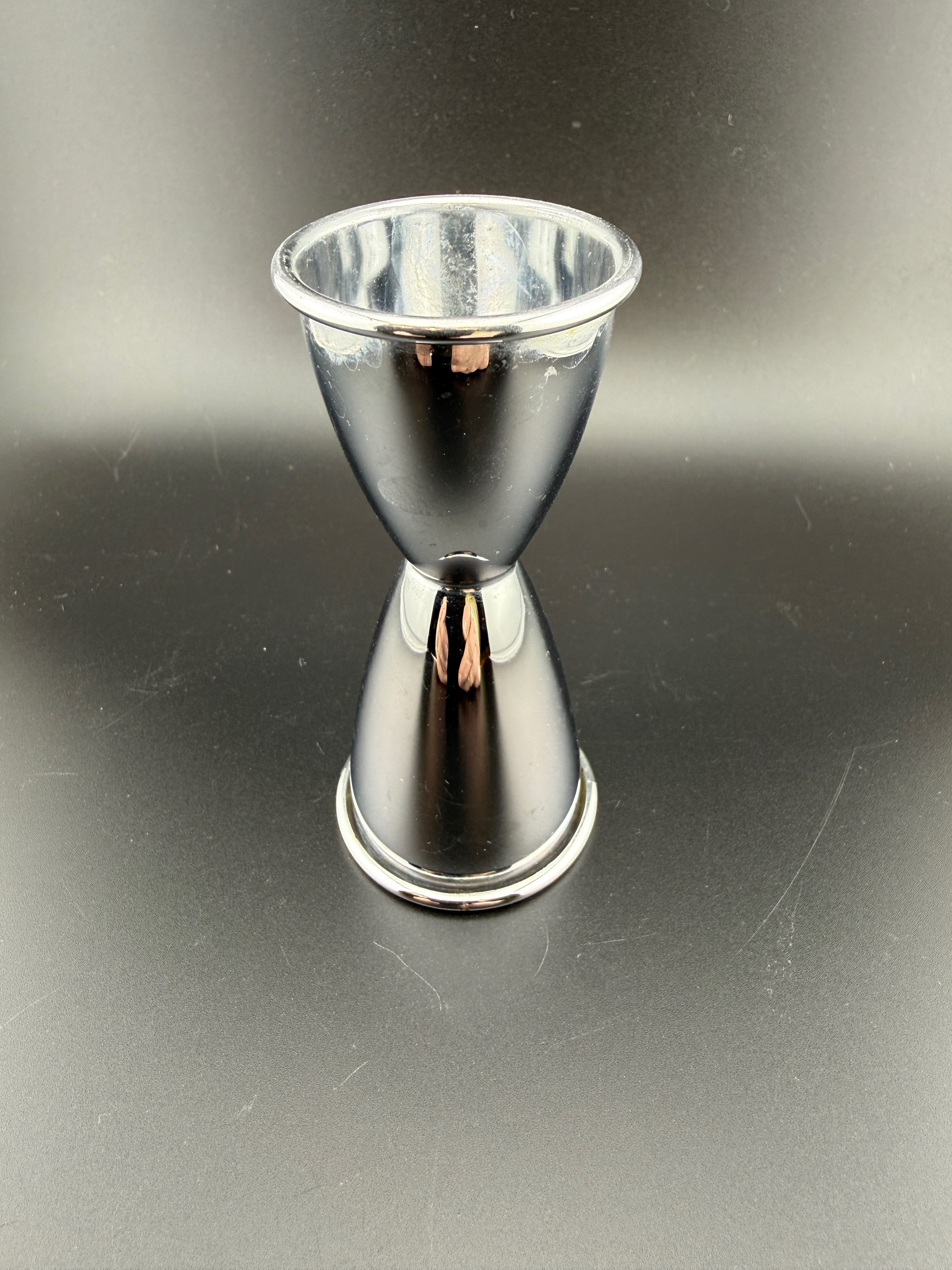 Vintage Silver-Plated Double Jigger — 3.5" — Hourglass Form
