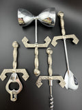 Vintage Silver-Plated 5-Piece Bar Tool Set — Ornate Acanthus Leaf Handles