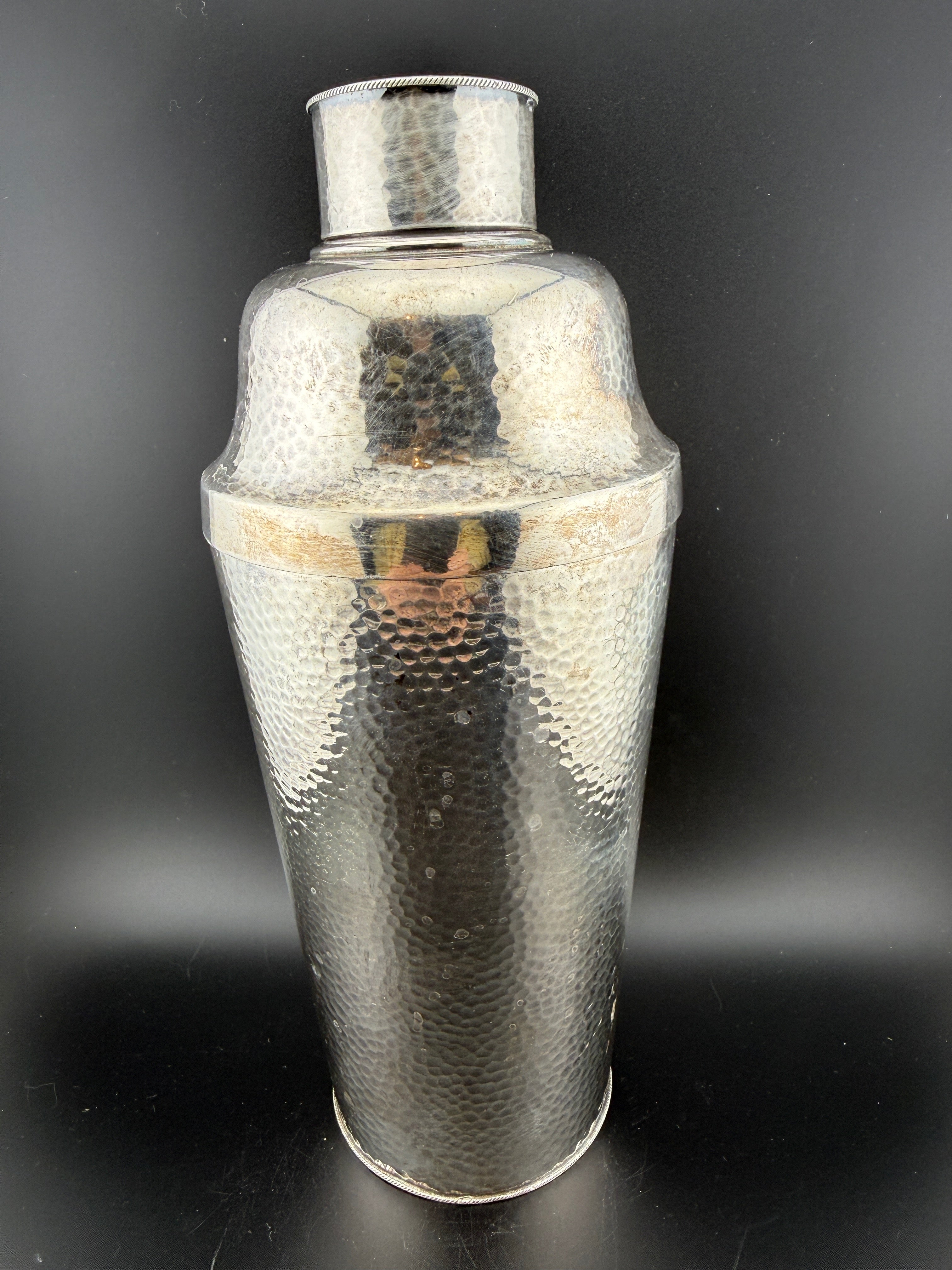 Dowd-Rodgers Co. Hammered Silver-Plate Cocktail Shaker — 10" — Wallingford CT