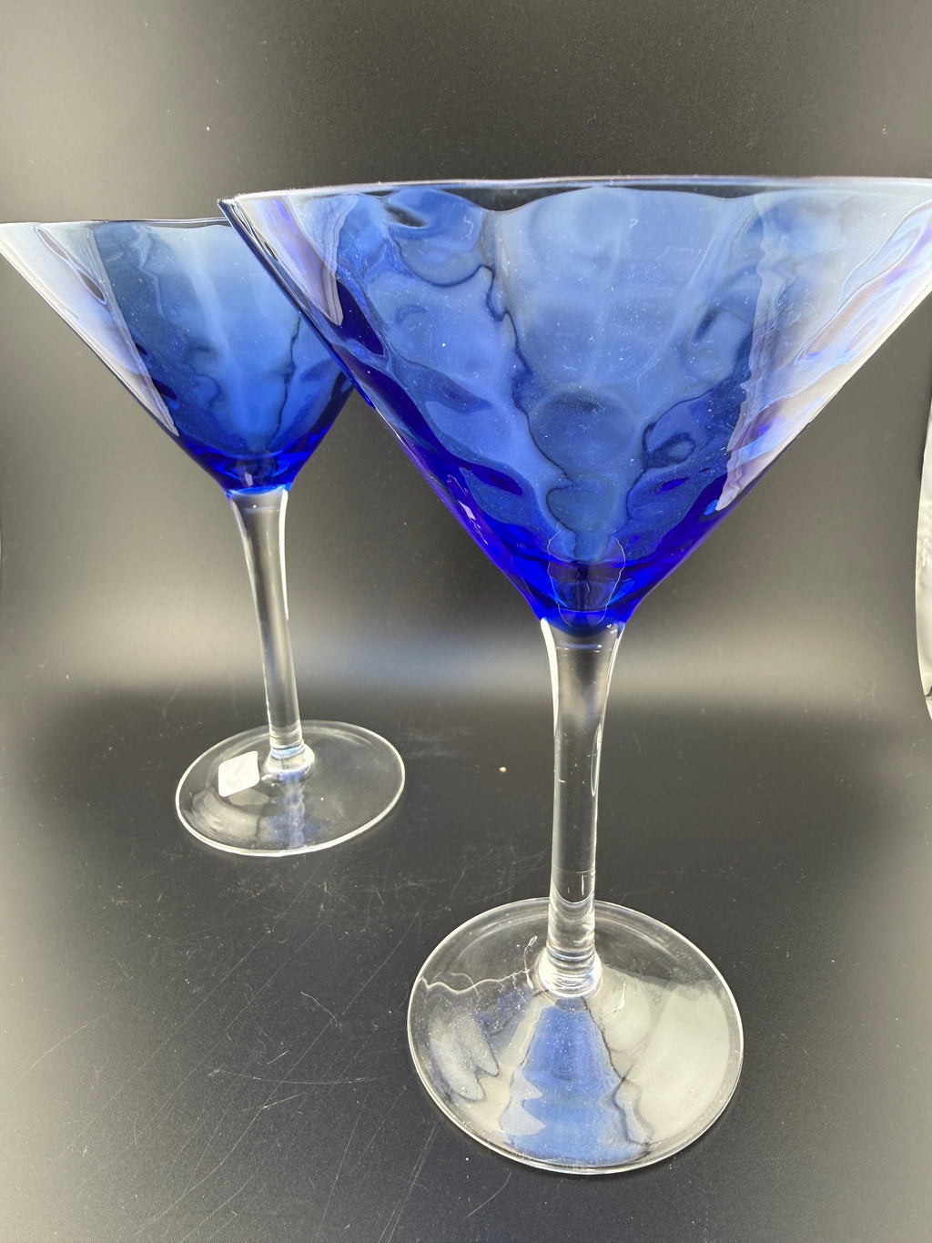 Pair of Cobalt Blue Martini Glasses — 6.5"