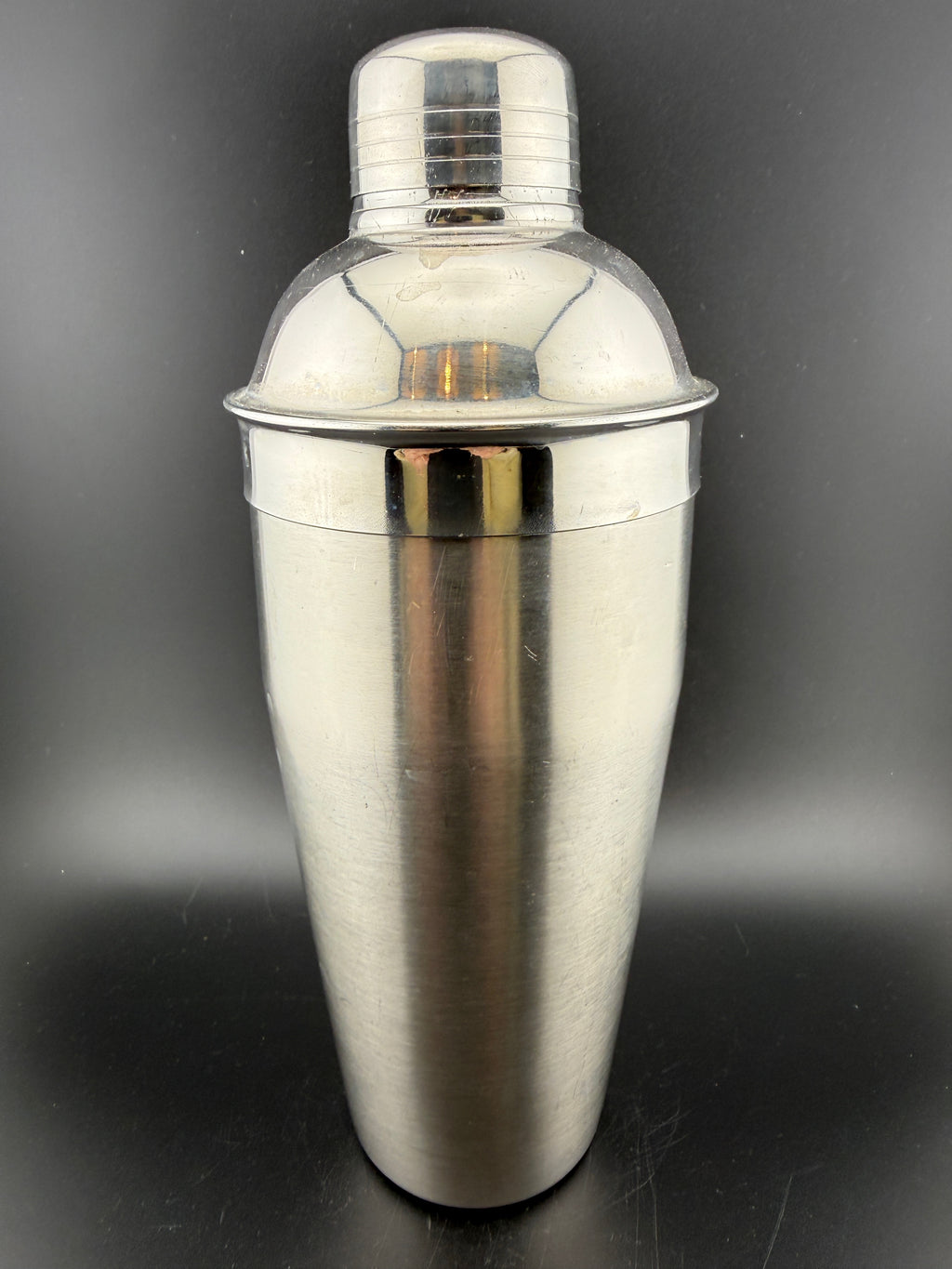 Vintage Stainless Steel Cocktail Shaker — 9" — Torpedo Form with Strainer Cap