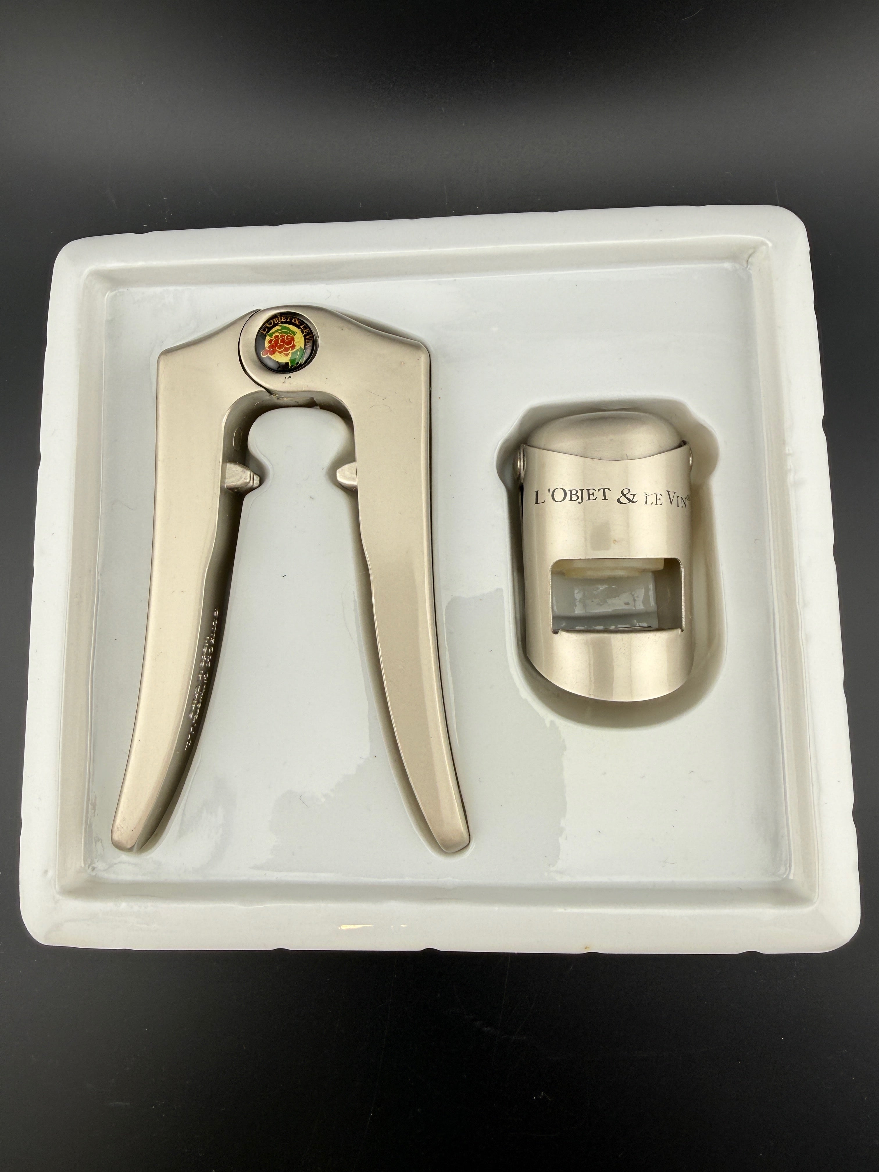 L'Objet & Le Vin 2-Piece Wine Accessory Gift Set — Foil Cutter & Bottle Stopper