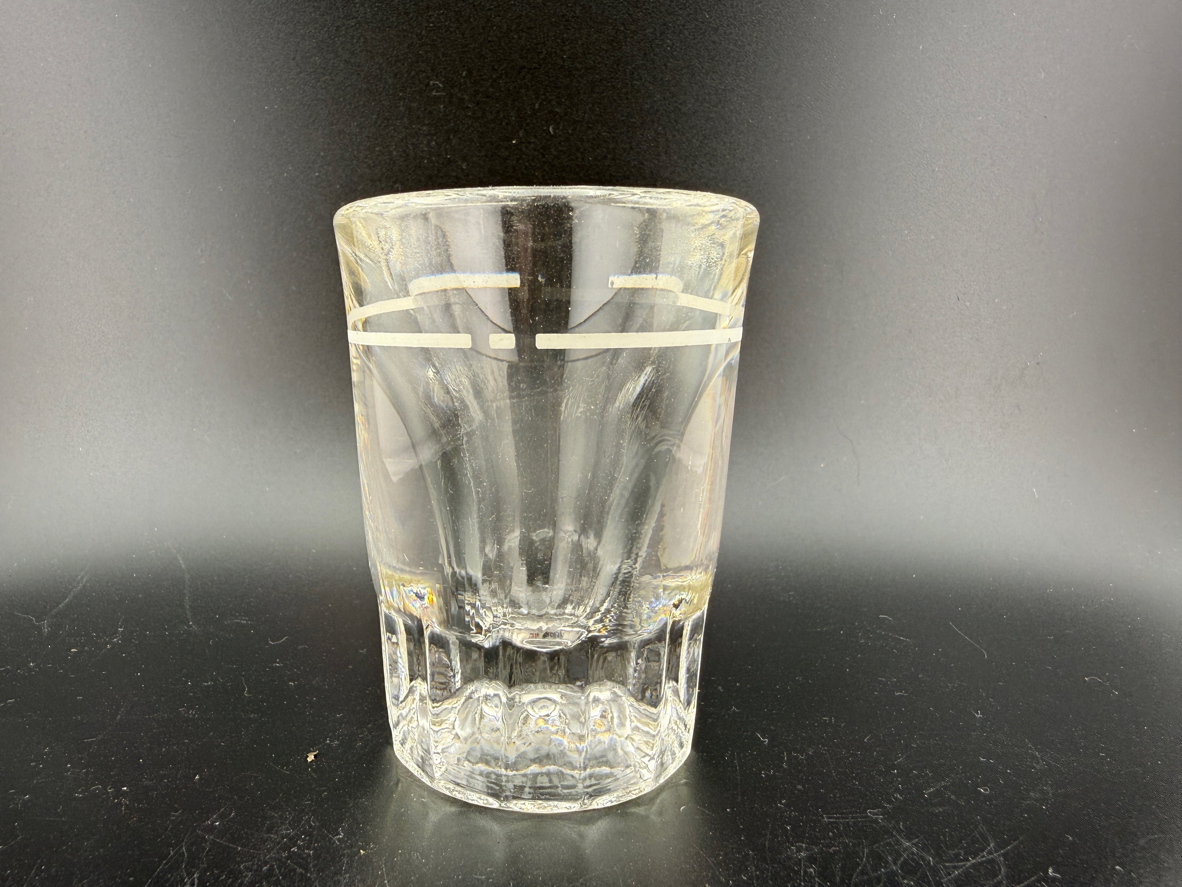 Anchor Hocking Etched Shot Glass — 2.75" — Block Base with Art Deco Etched Band