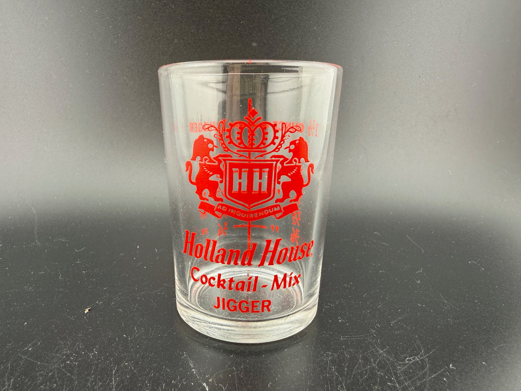 Holland House Cocktail-Mix Jigger Glass — 2.75" — Vintage Measuring Glass with Red Crest
