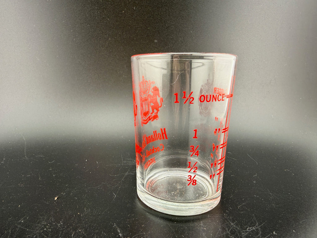 Holland House Cocktail-Mix Jigger Glass — 2.75" — Vintage Measuring Glass with Red Crest