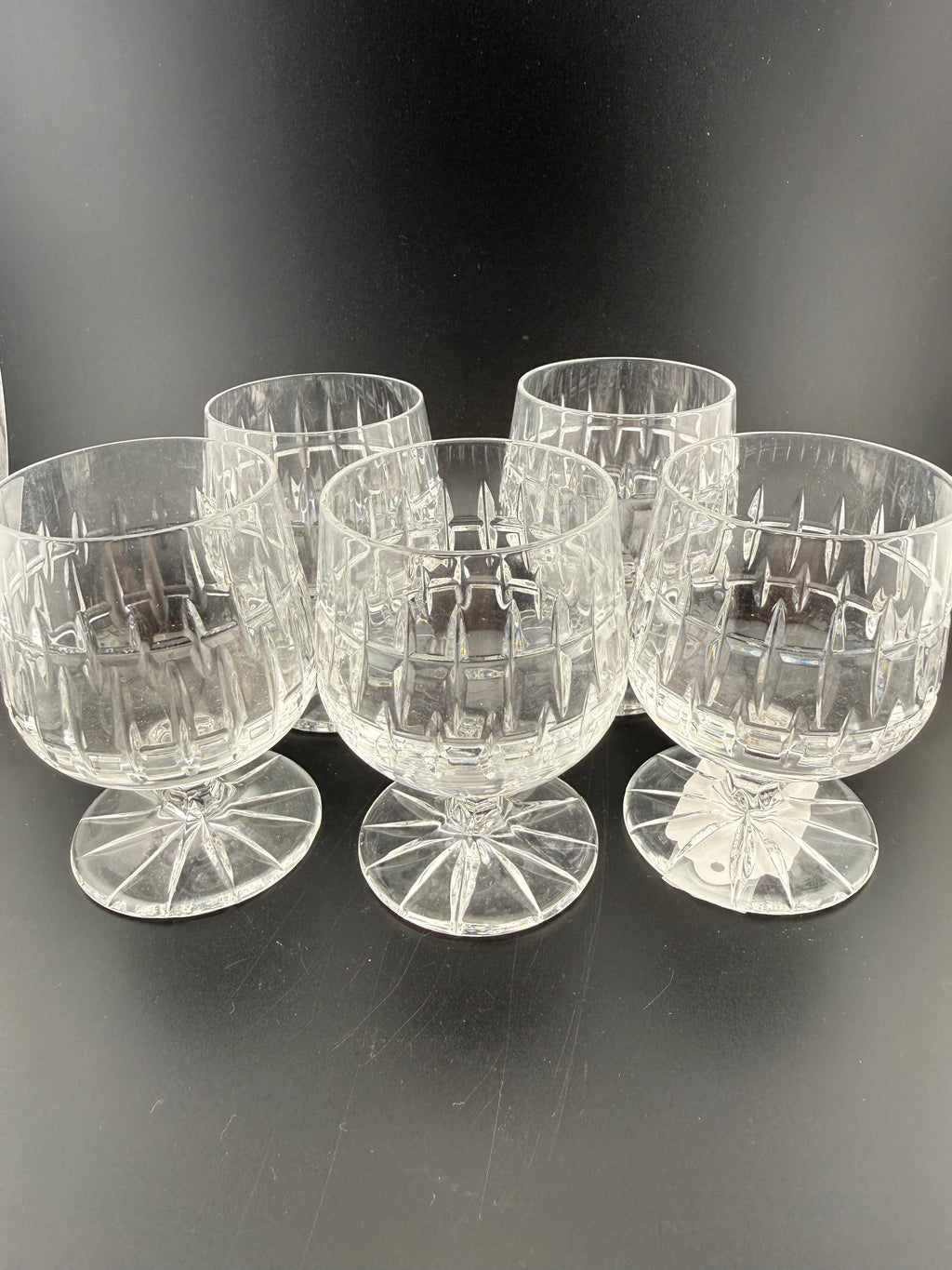 Set of 5 Cut Crystal Brandy Snifters — 3.5" x 2.25"