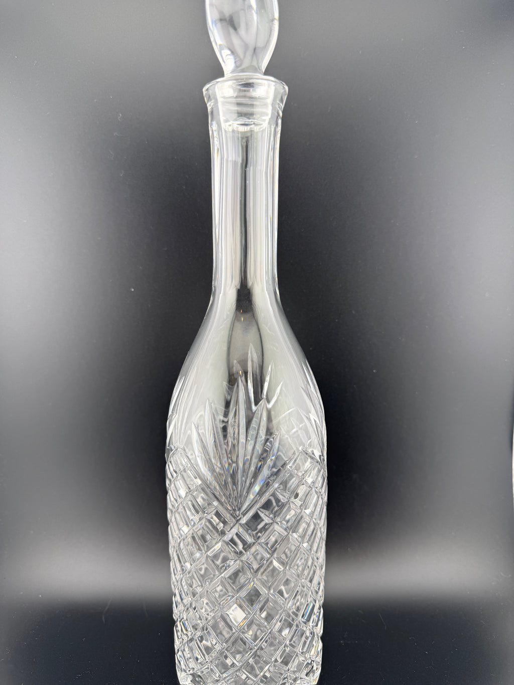 Cut Crystal Wine Decanter with Oval Stopper — 14"