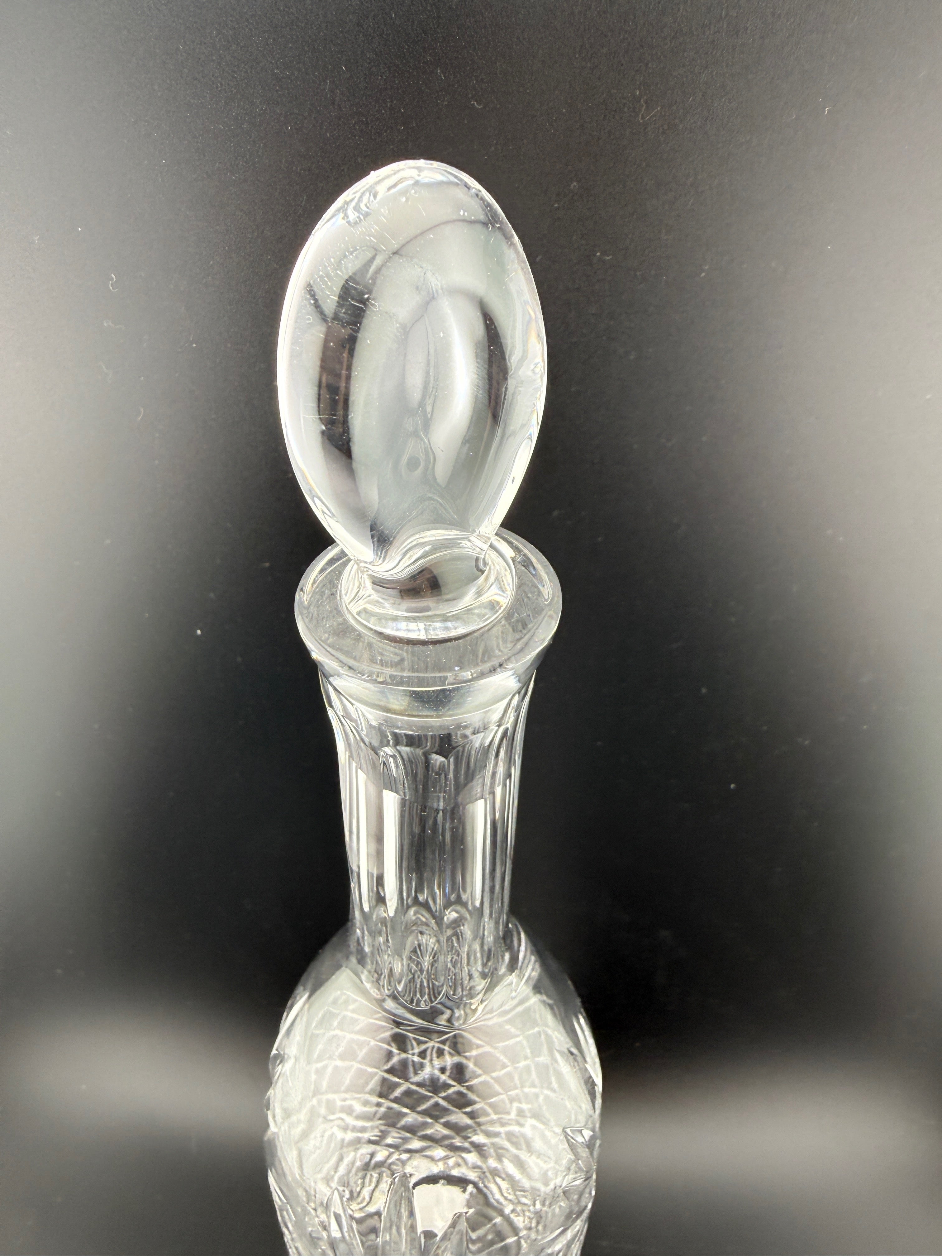 Cut Crystal Wine Decanter with Oval Stopper — 14"