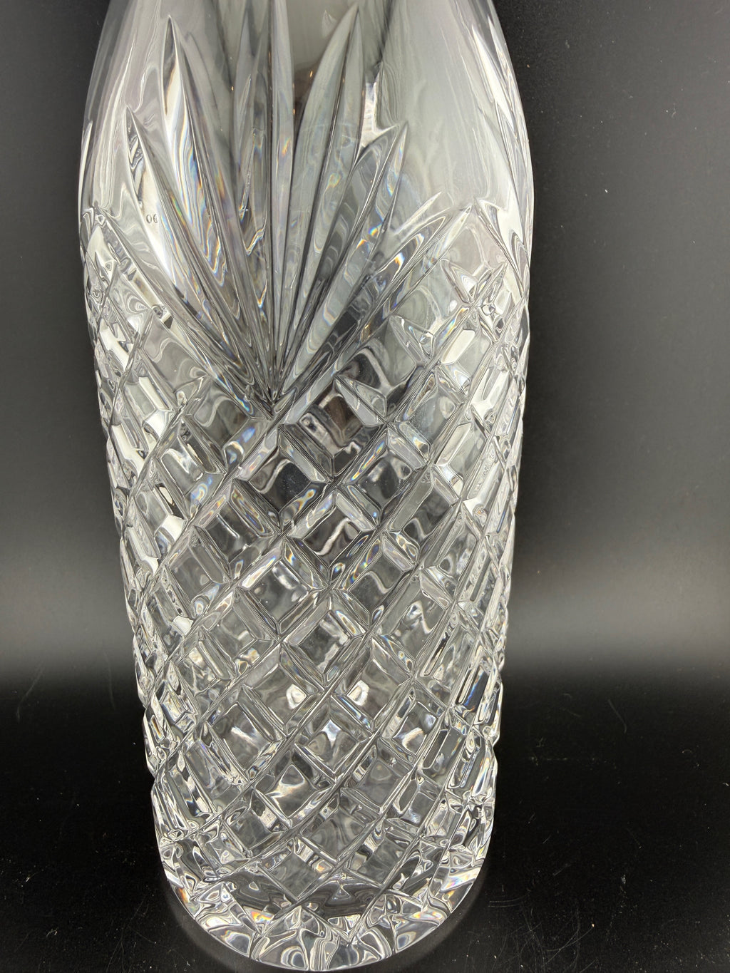 Cut Crystal Wine Decanter with Oval Stopper — 14"
