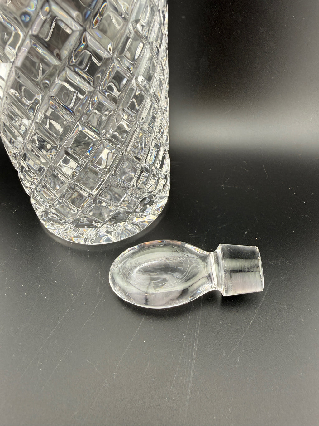 Cut Crystal Wine Decanter with Oval Stopper — 14"