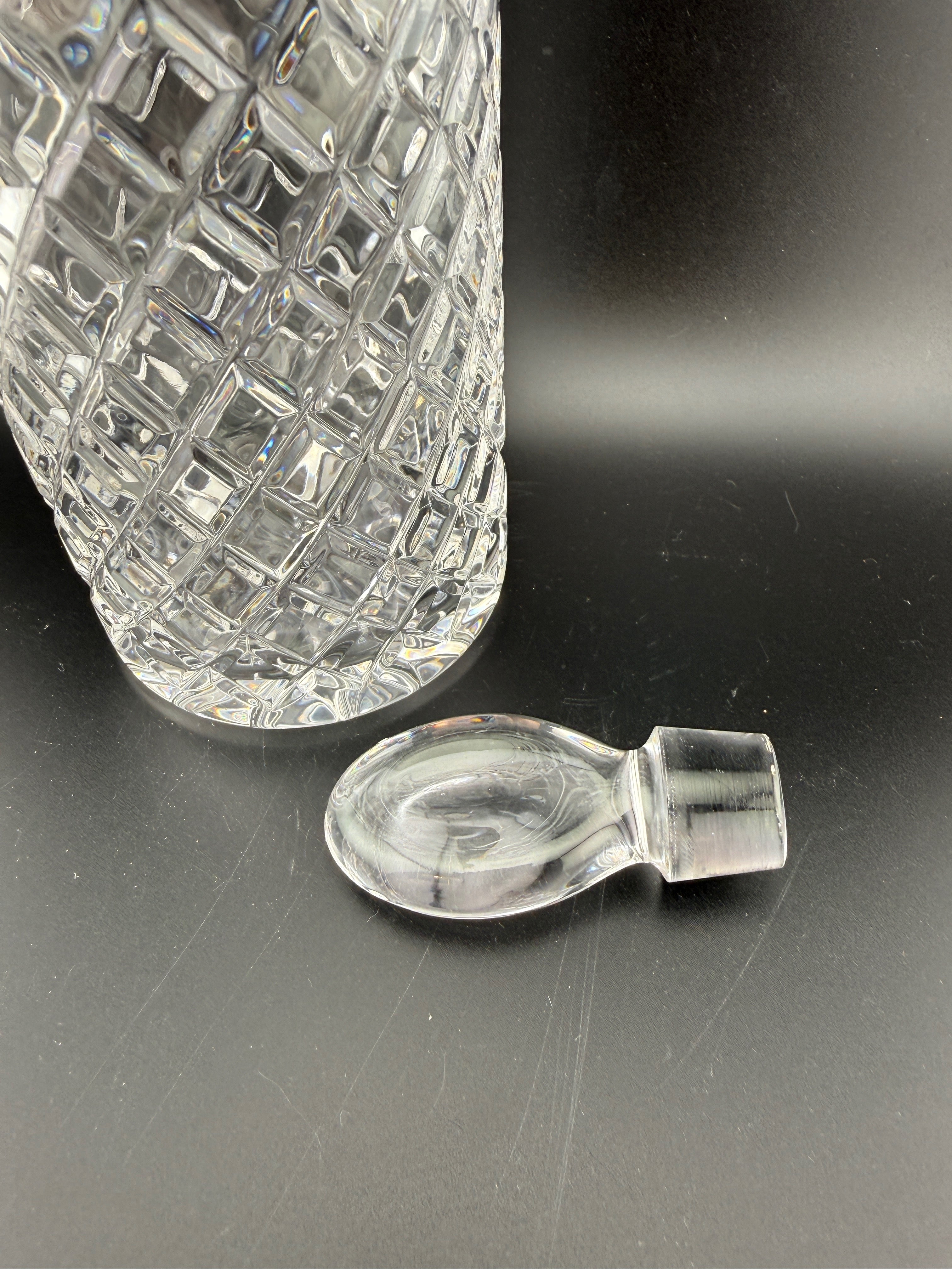 Cut Crystal Wine Decanter with Oval Stopper — 14"