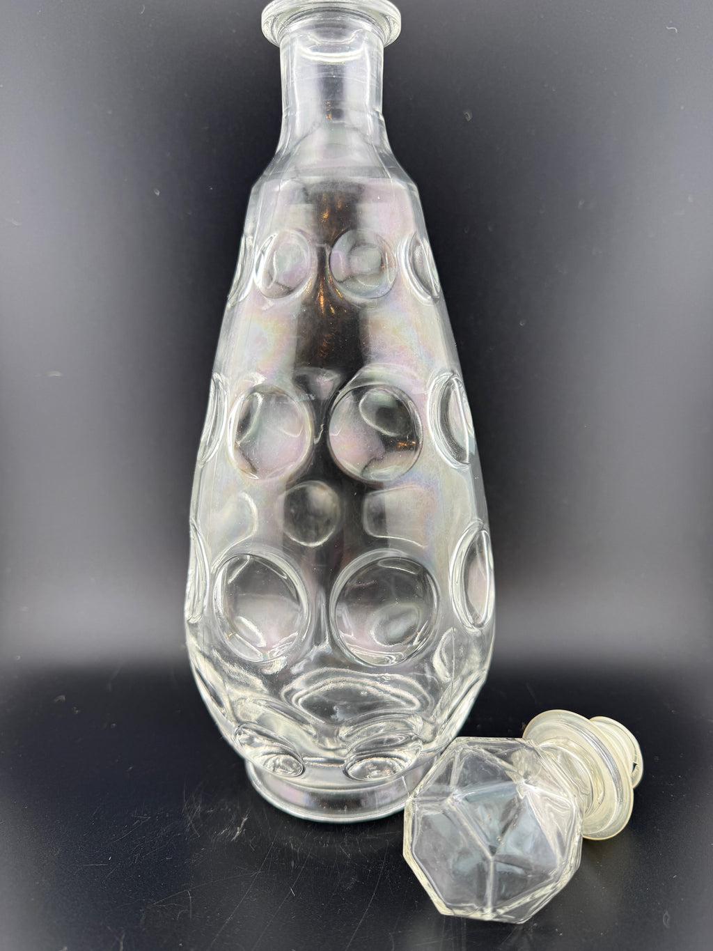 Italian Bubble Dot Glass Decanter with Stopper — 12"